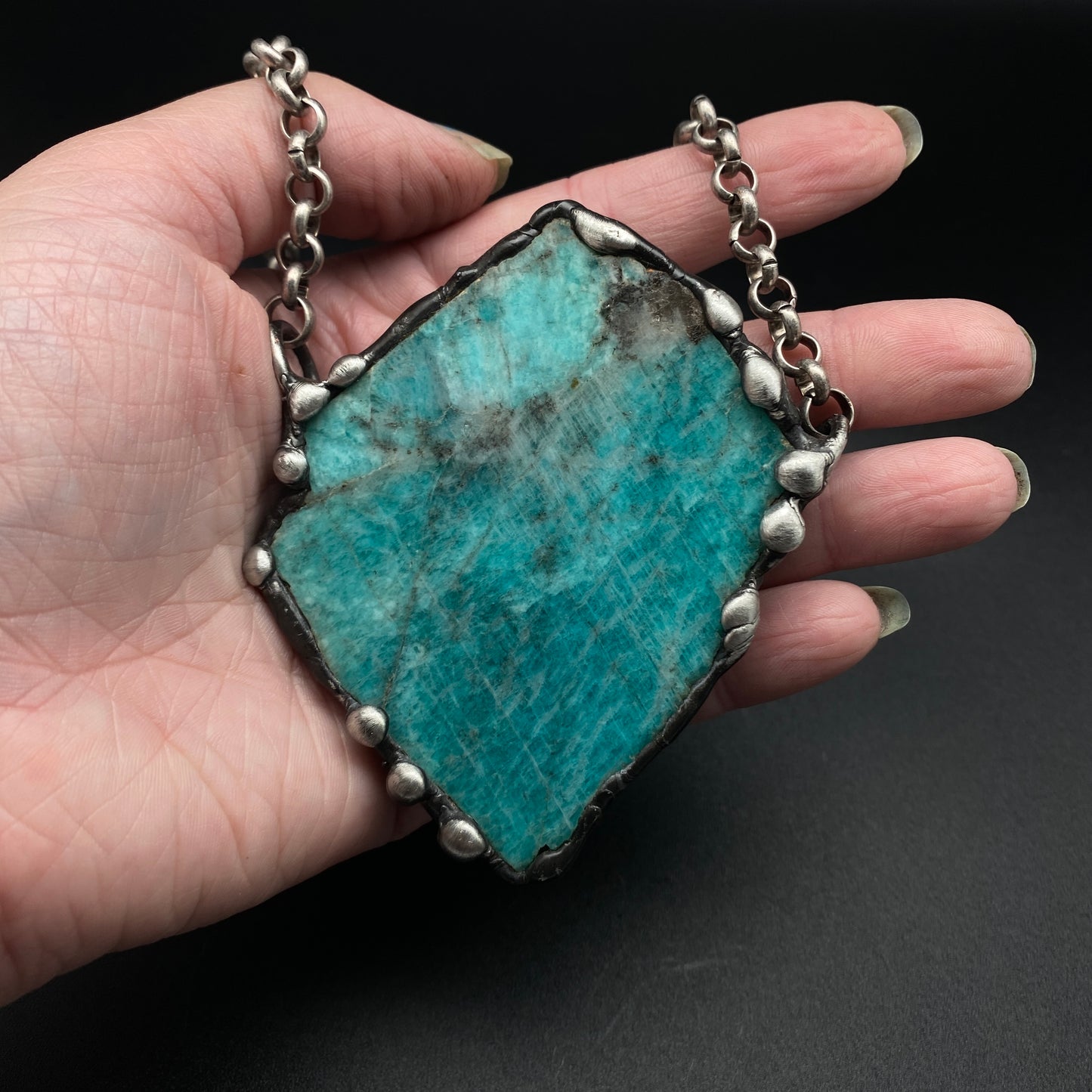 Iceberg ~ Large Amazonite Slab Necklace