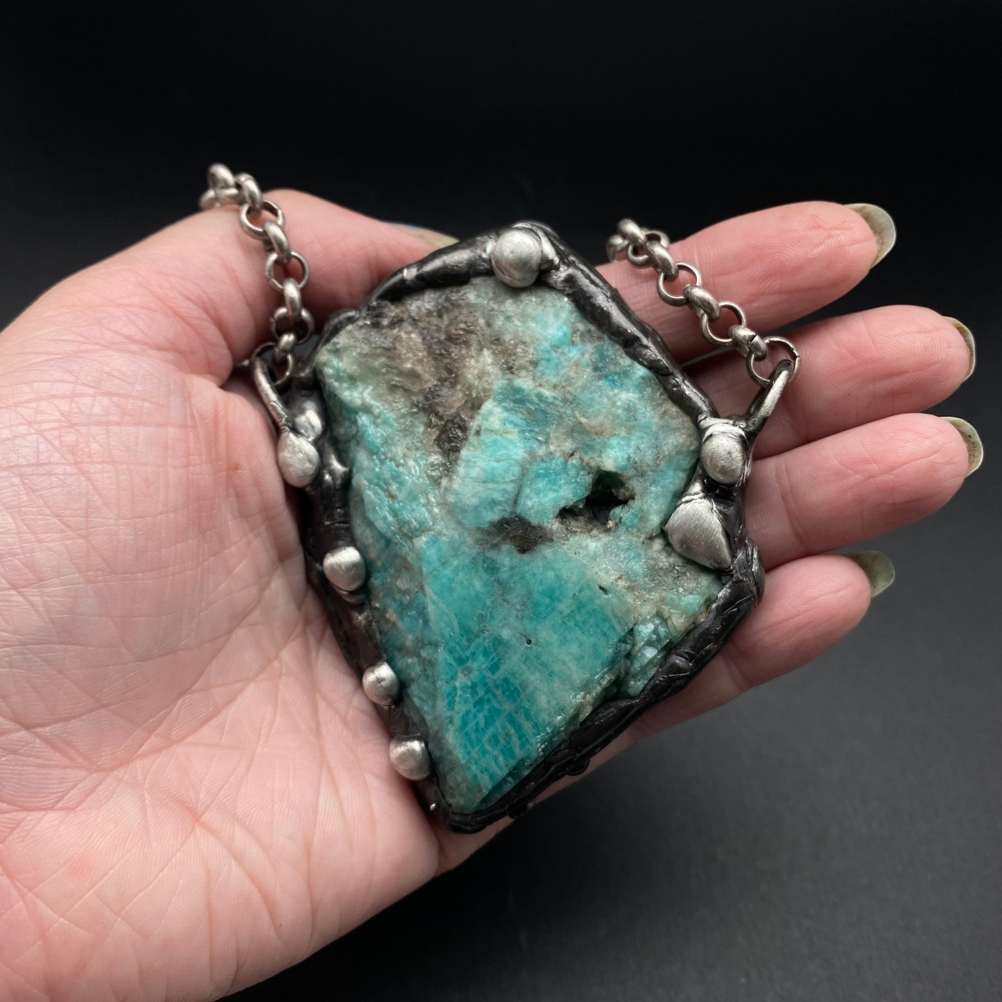 Iceberg ~ Large Amazonite Slab Necklace