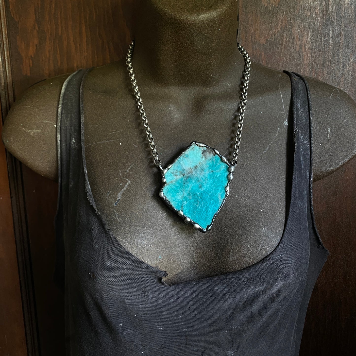 Iceberg ~ Large Amazonite Slab Necklace