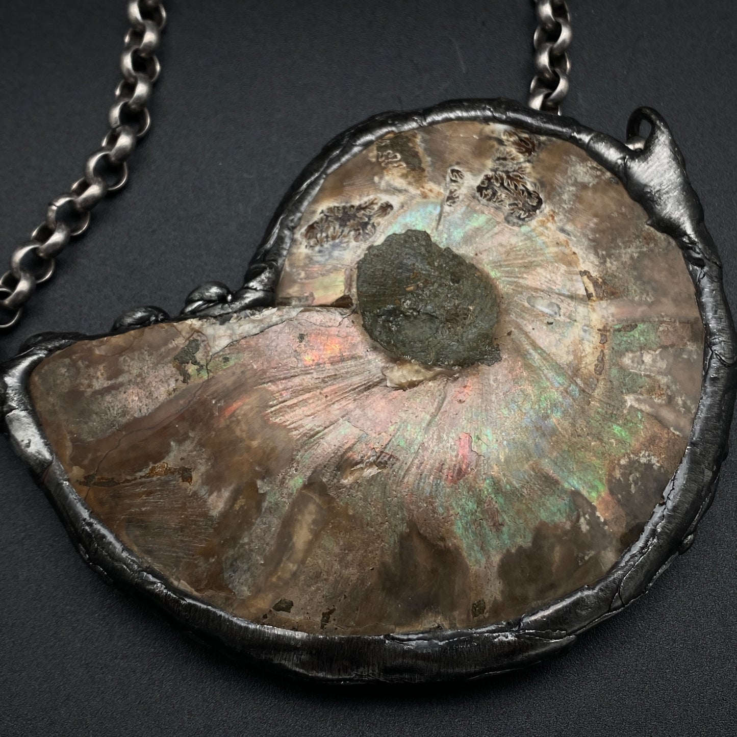 Fibonacci ~ Large Fossil Ammonite Necklace