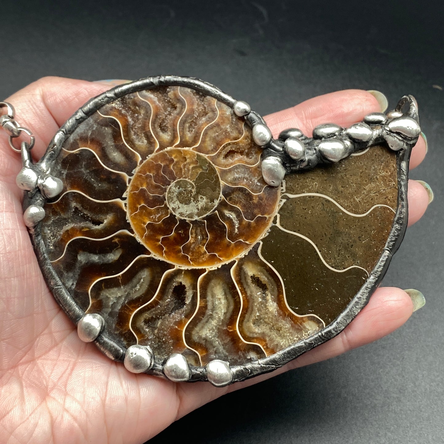 Fibonacci ~ Large Fossil Ammonite Necklace