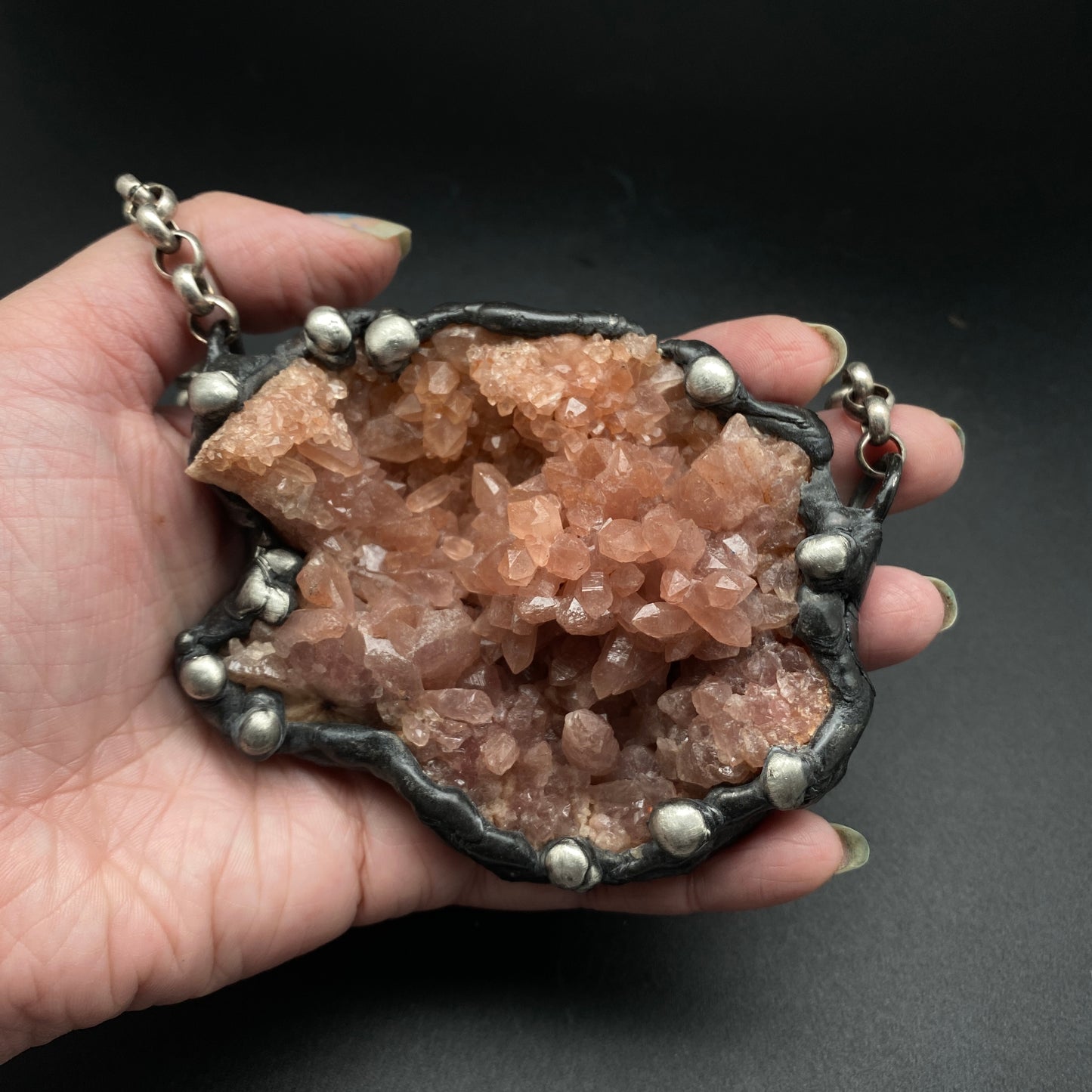 Ritual ~ Pink Amethyst Druzy Crystal Geode Necklace