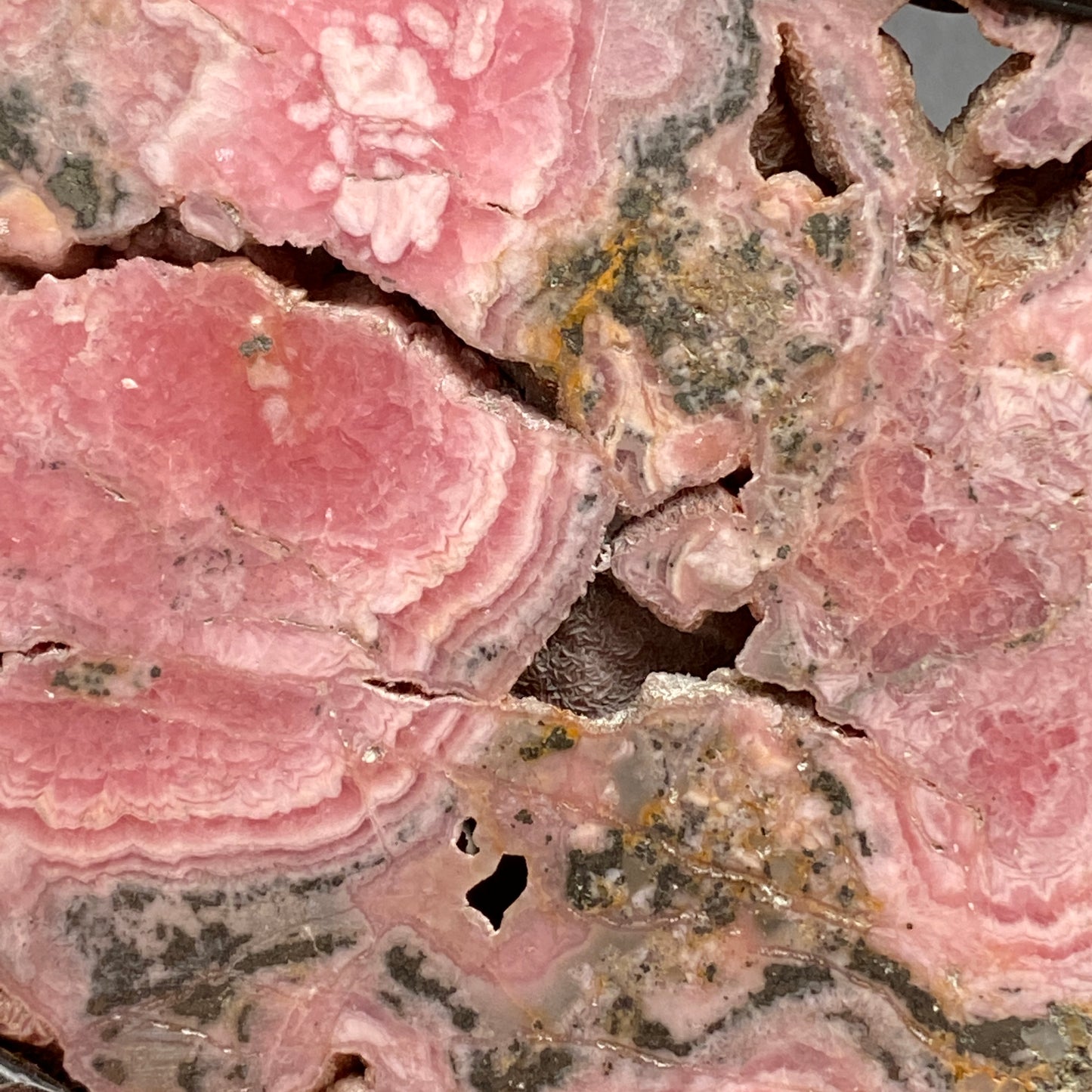 Inca Rose ~ XL Rhodochrosite with Pyrite Slab Necklace ~ Reversible