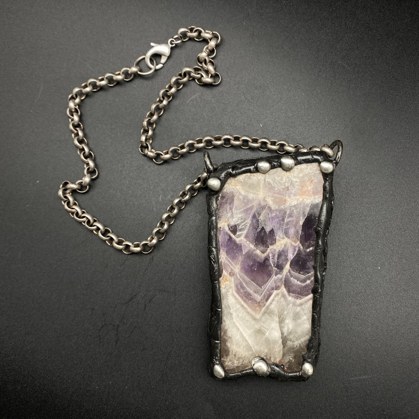 Chevron ~ Chevron Amethyst Slab Crystal Necklace