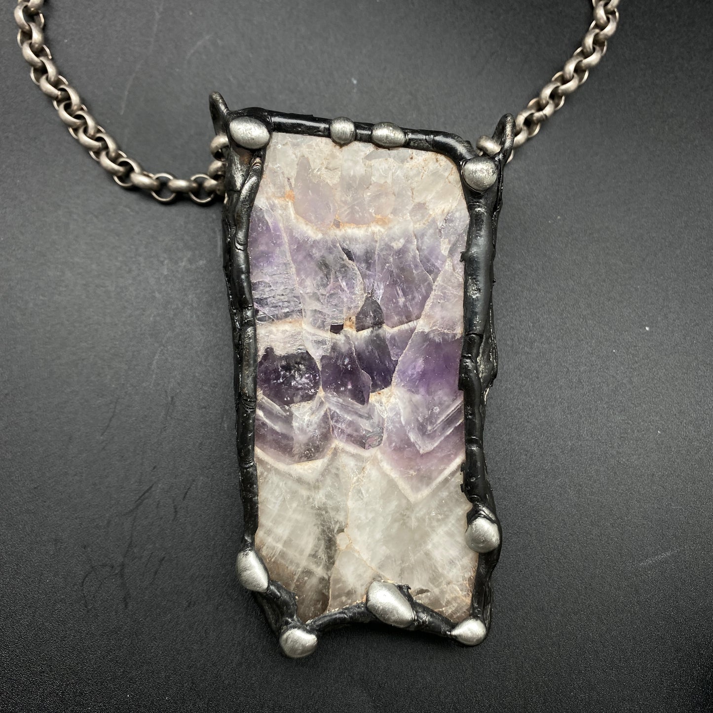 Chevron ~ Chevron Amethyst Slab Crystal Necklace