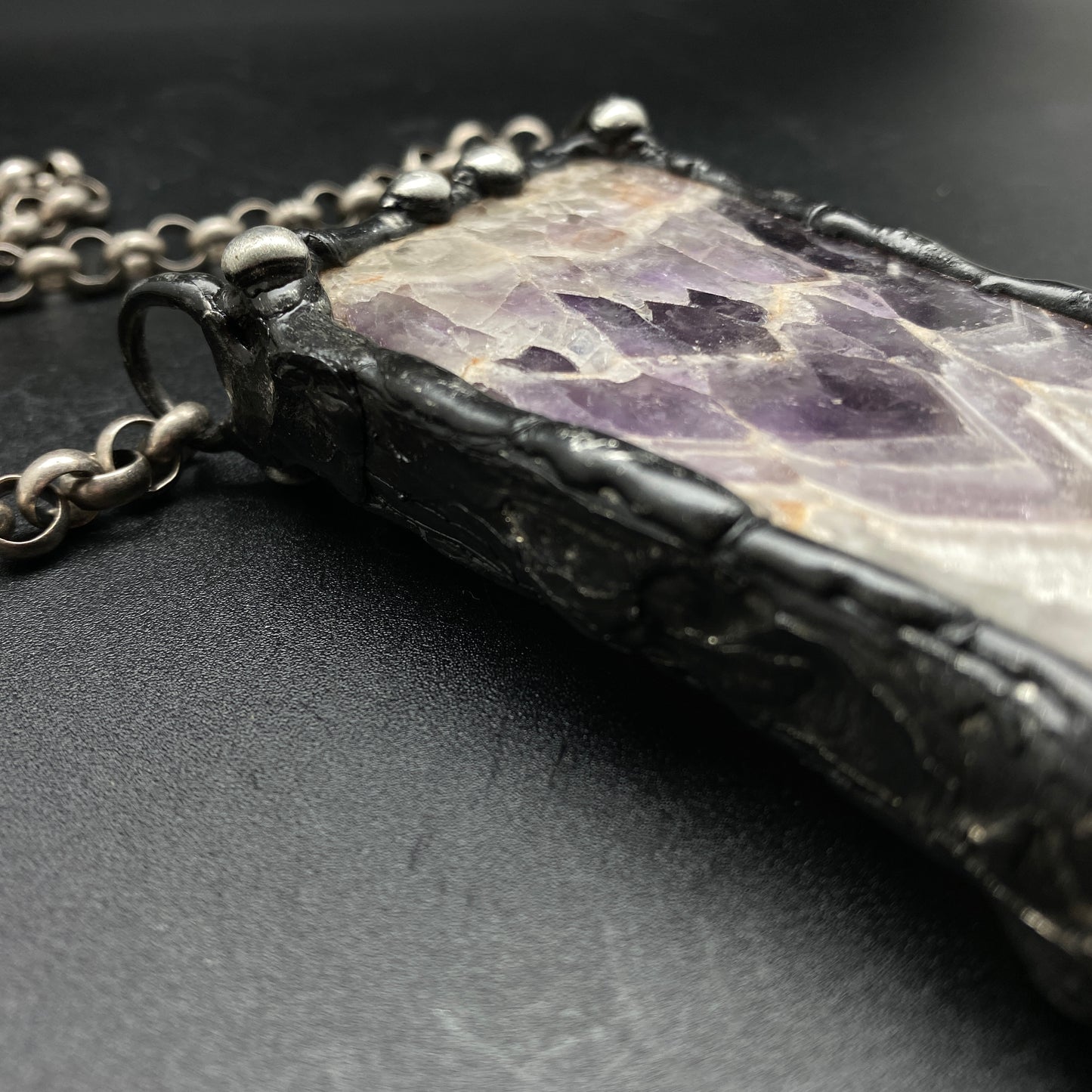 Chevron ~ Chevron Amethyst Slab Crystal Necklace