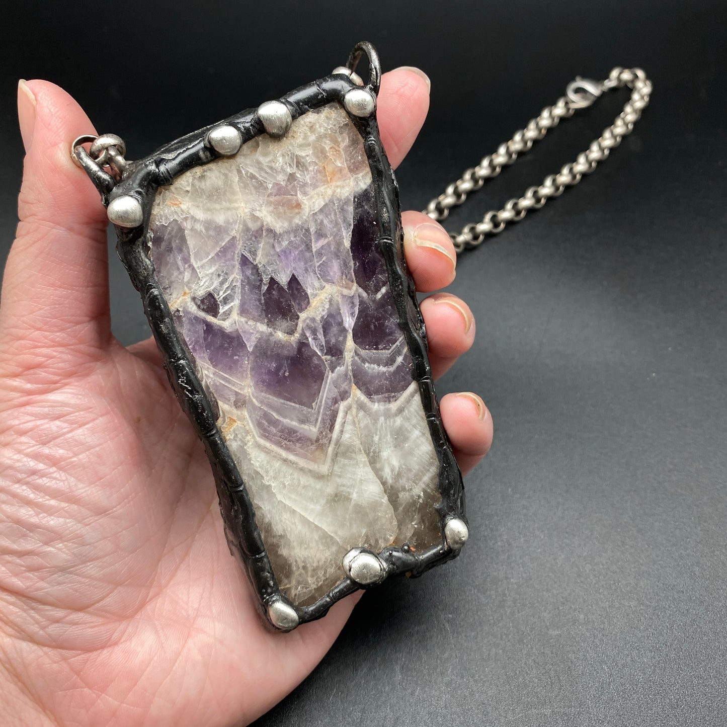 Chevron ~ Chevron Amethyst Slab Crystal Necklace