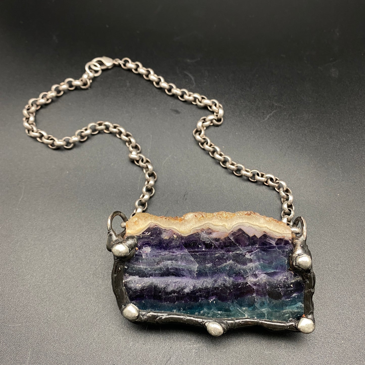 Lifetimes ~ Layered Rainbow Fluorite Slab Necklace