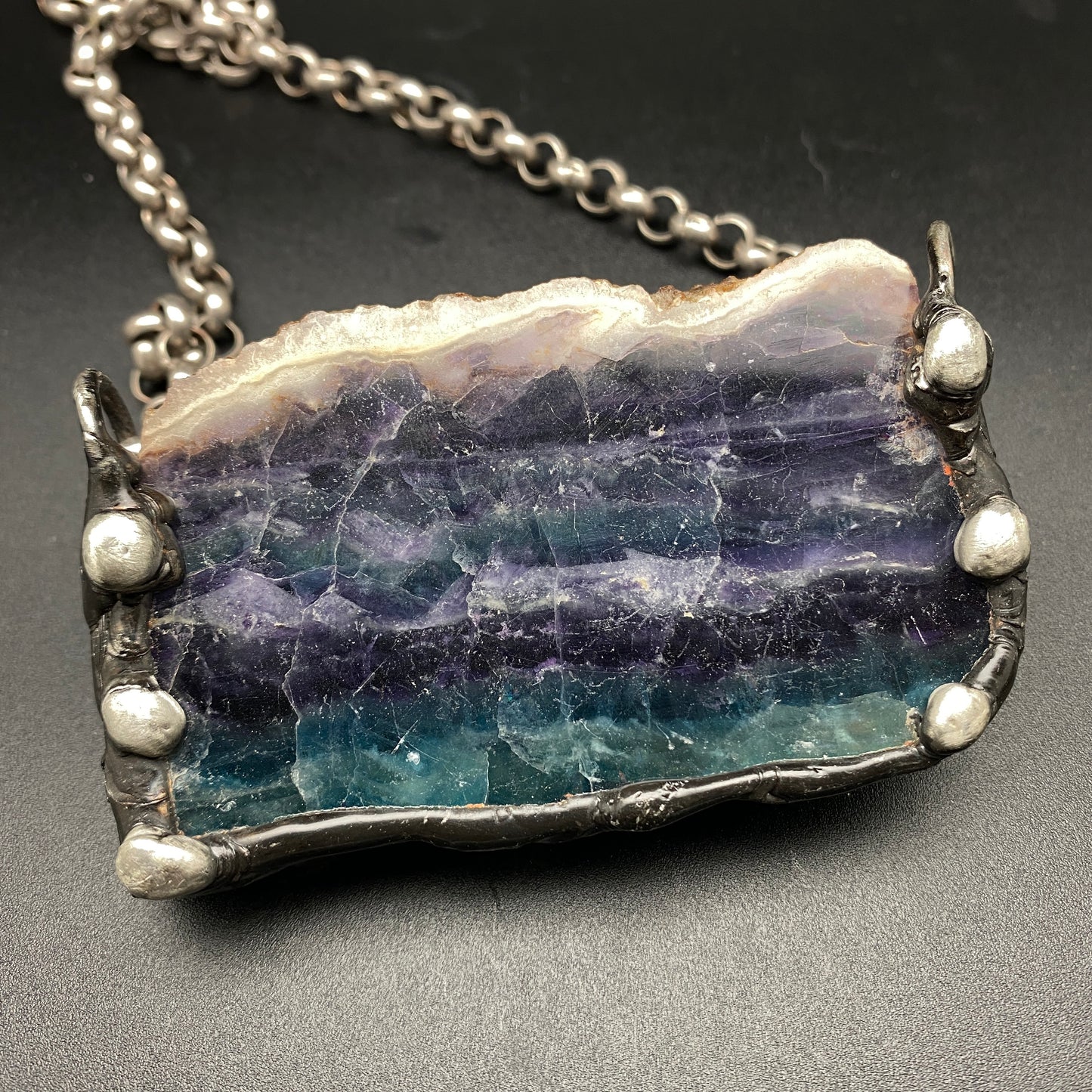 Lifetimes ~ Layered Rainbow Fluorite Slab Necklace