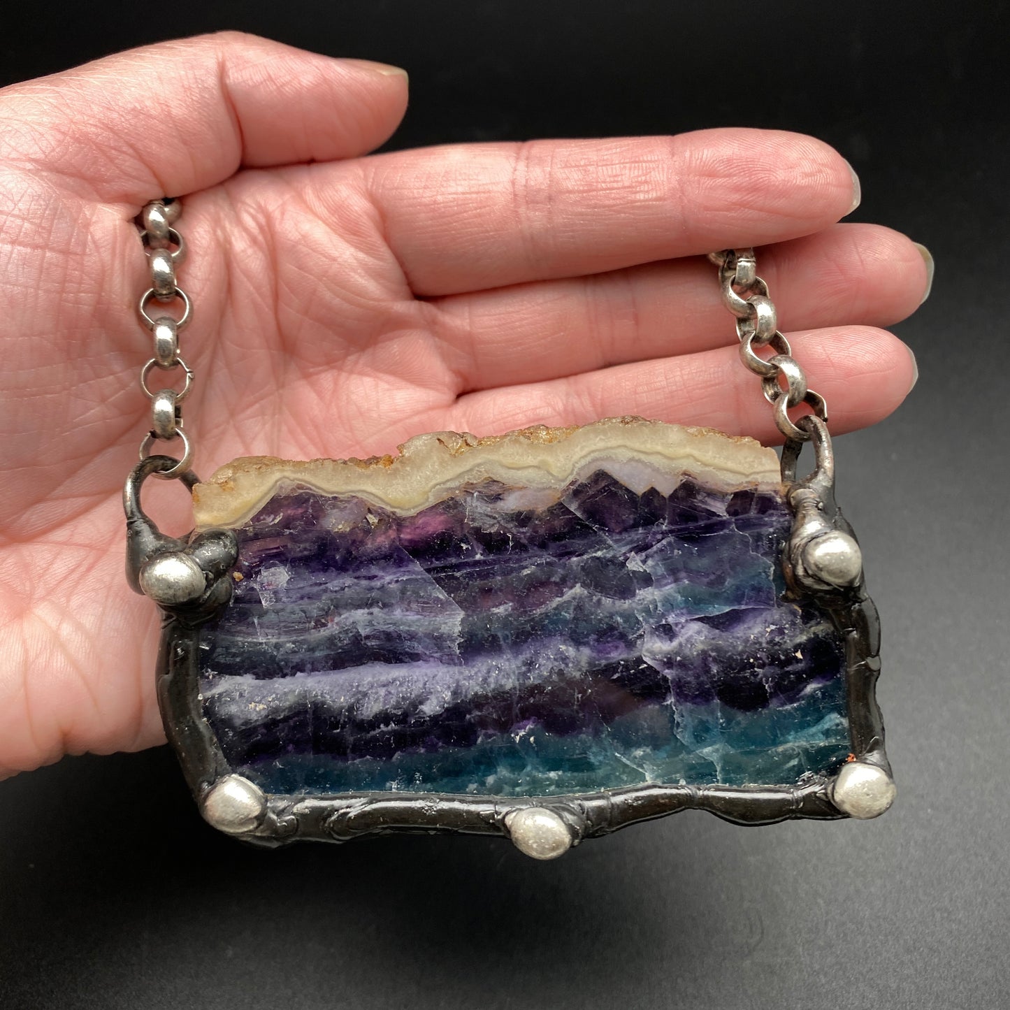 Lifetimes ~ Layered Rainbow Fluorite Slab Necklace