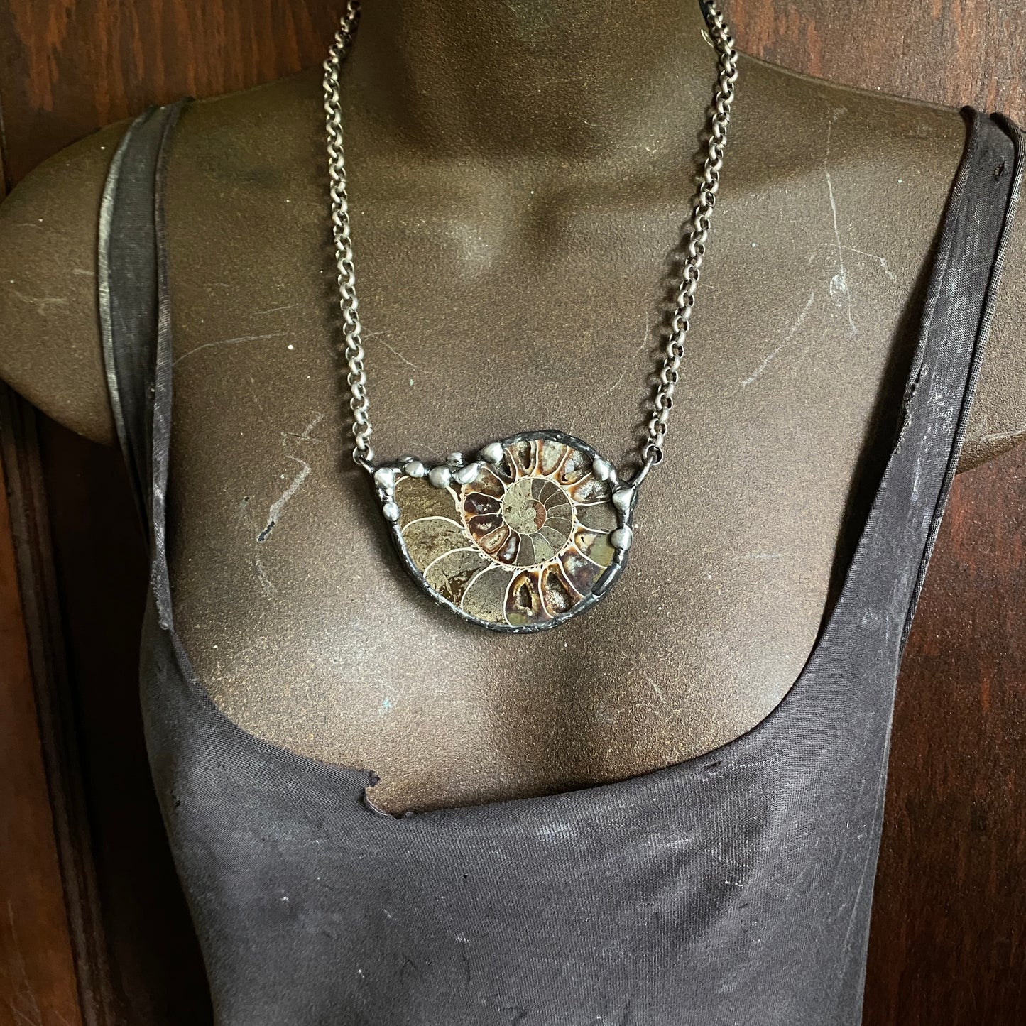 Fibonacci ~ Fossil Ammonite Necklace