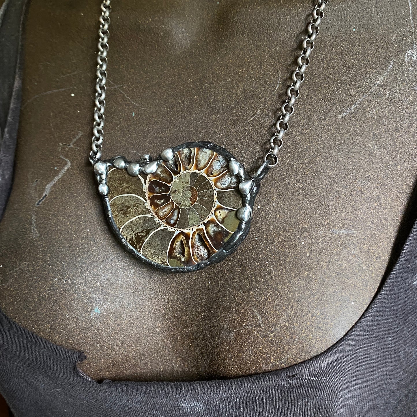 Fibonacci ~ Fossil Ammonite Necklace