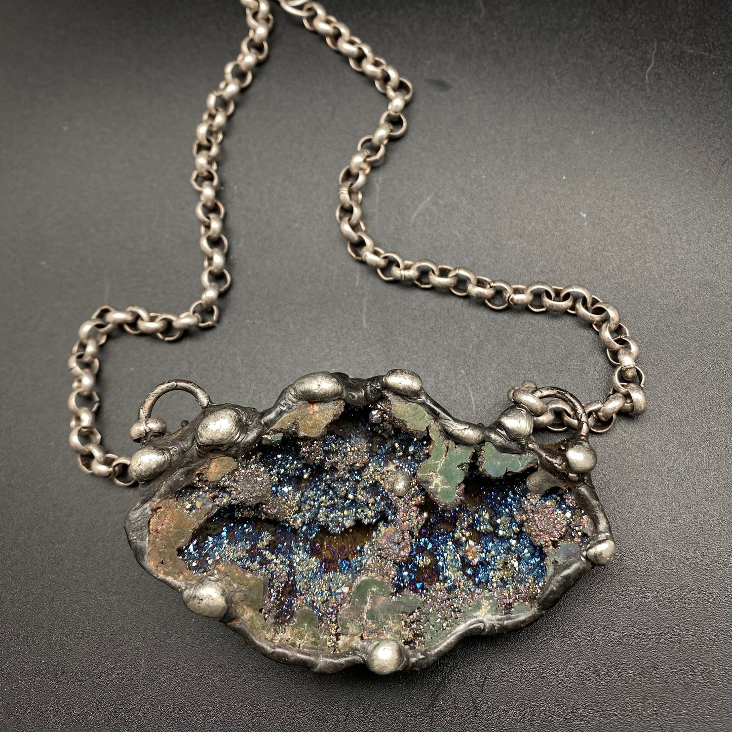 Orbits ~ Titanium Quartz Geode Necklace