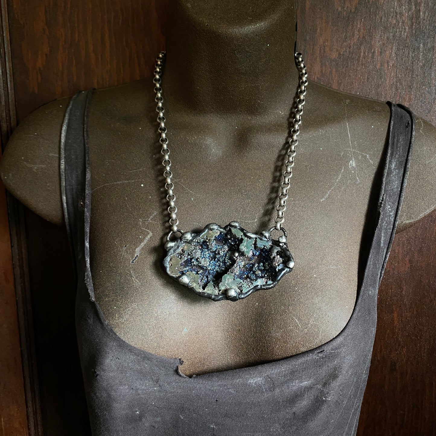 Orbits ~ Titanium Quartz Geode Necklace