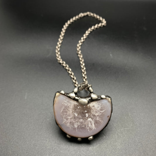 Luna ~ Half Moon Crystal Agate Necklace