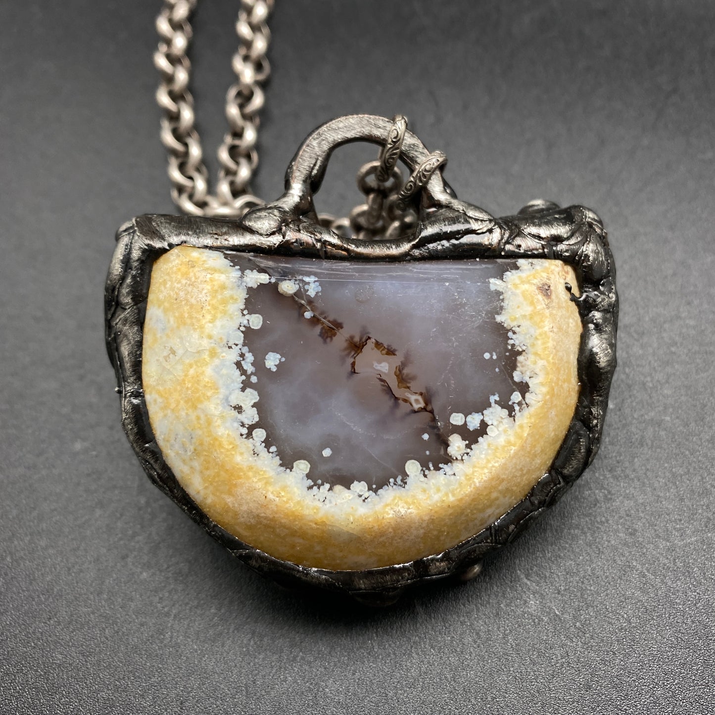 Luna ~ Half Moon Crystal Agate Necklace