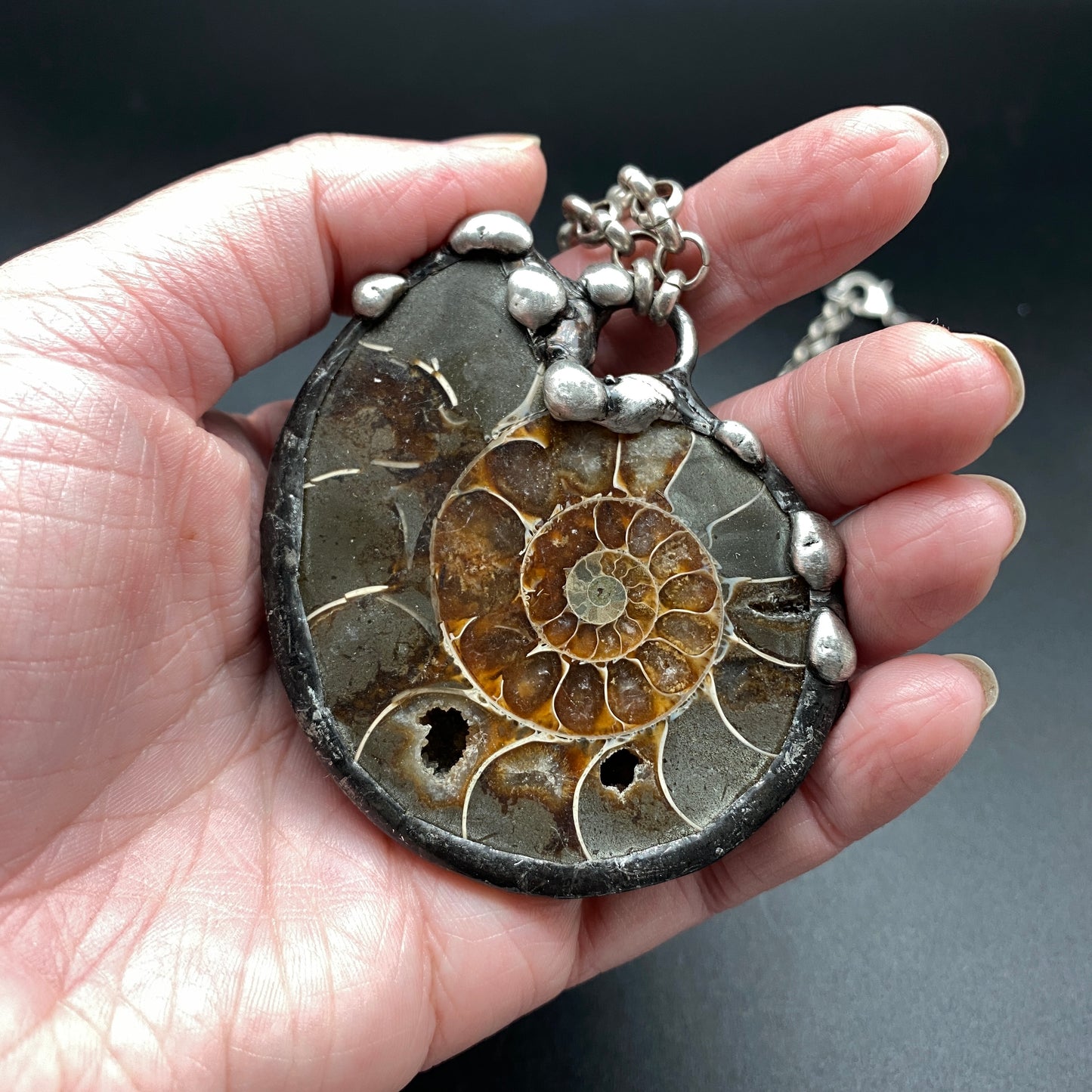 Fibonacci ~ Fossil Ammonite Necklace