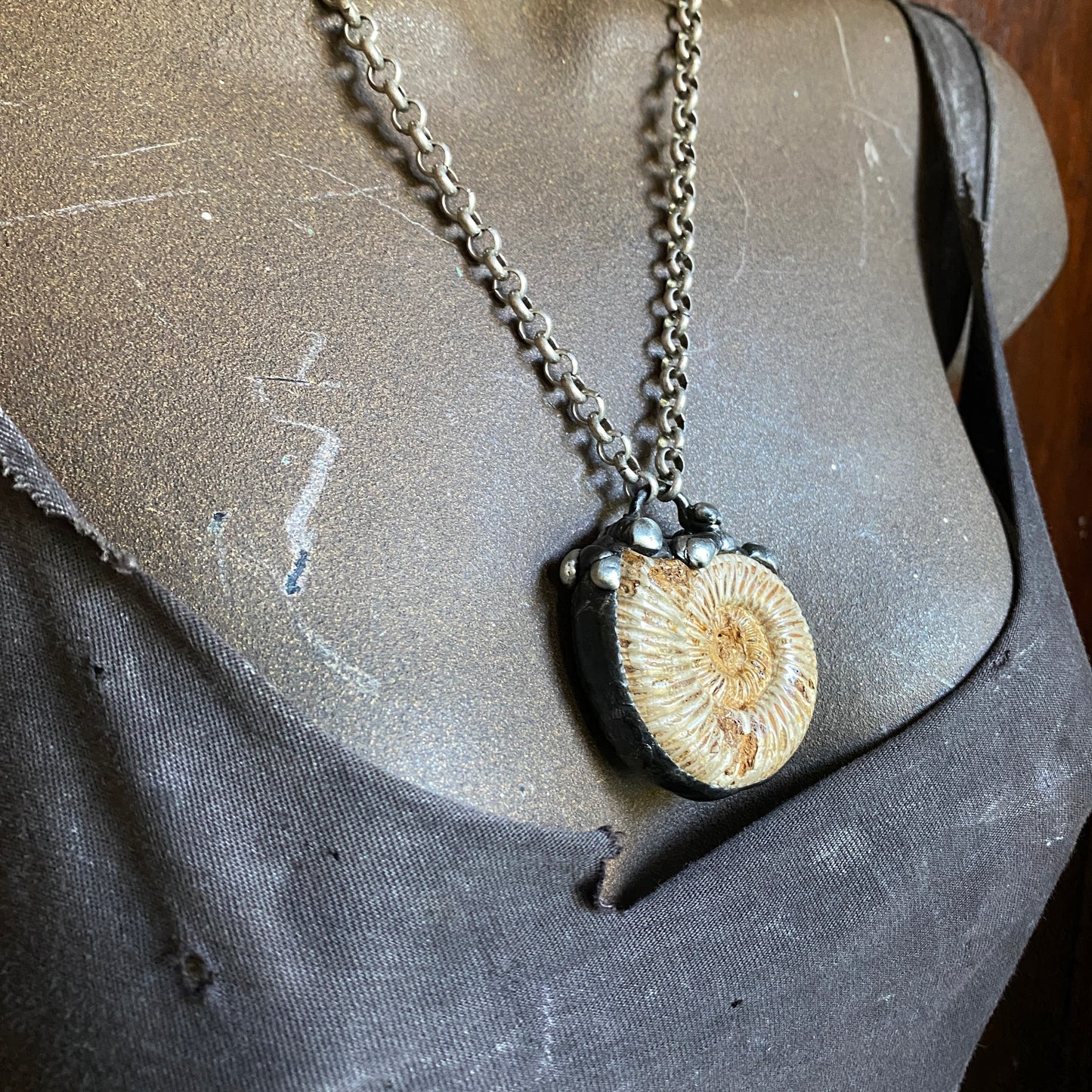 Fibonacci ~ Moroccan Fossil Ammonite Necklace