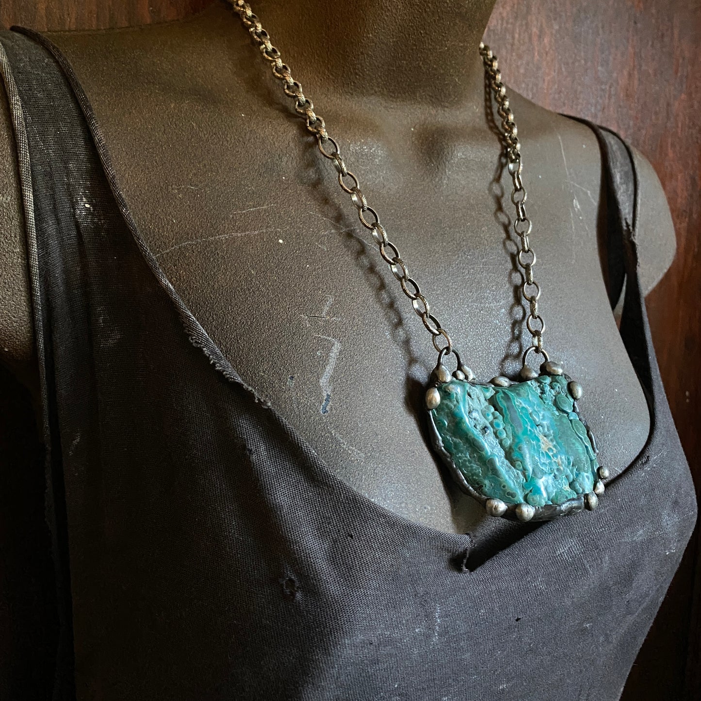 Primordial ~ Botryoidal Chrysocolla Malachite Necklace