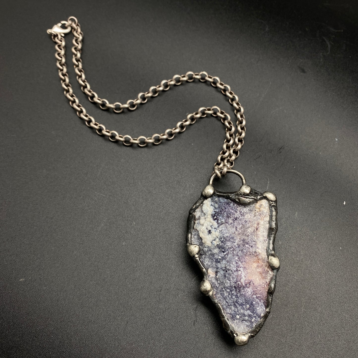 Purple Dreams ~ Spirit Flower Geode ~ Chalcedony & Fluorite Necklace