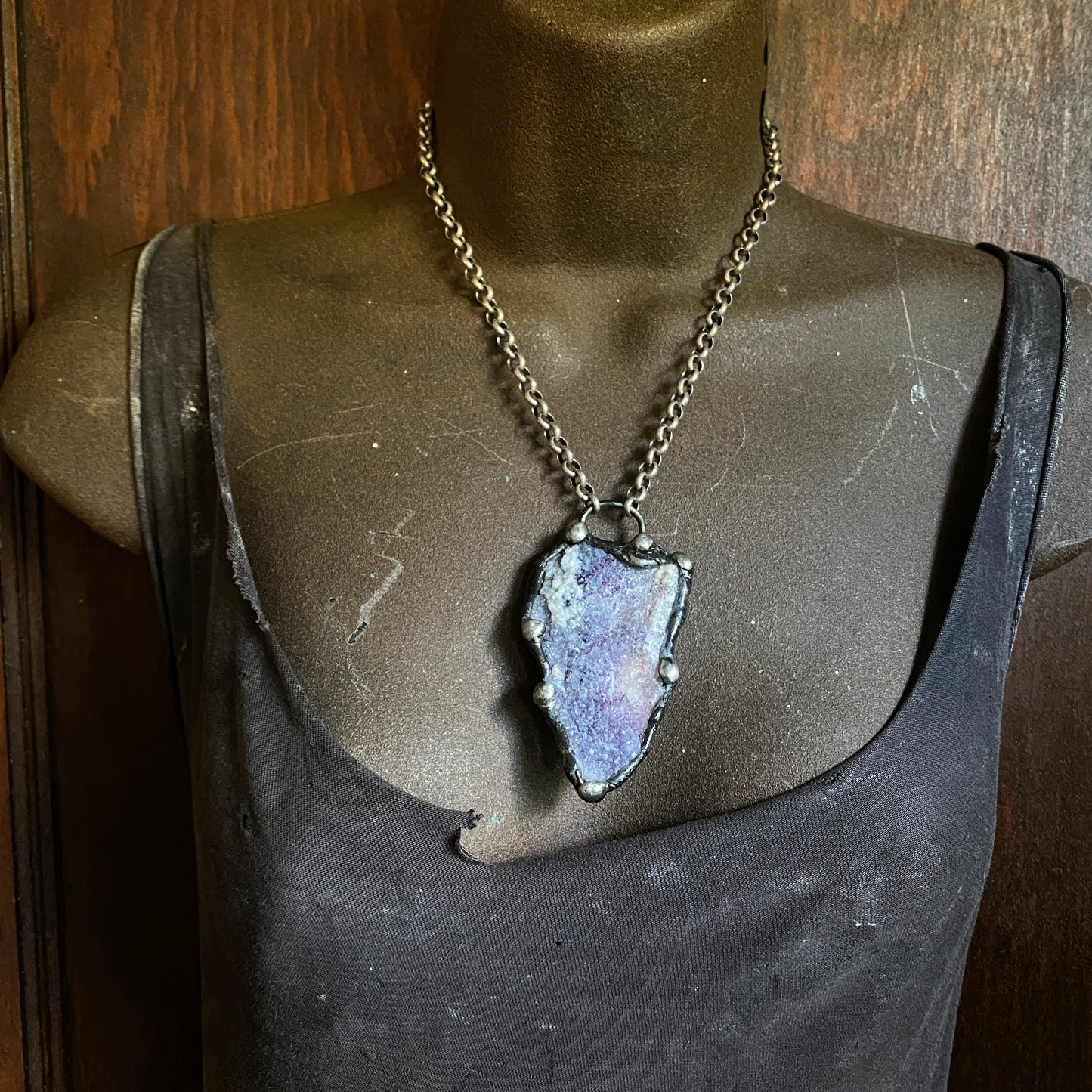 Purple Dreams ~ Spirit Flower Geode ~ Chalcedony & Fluorite Necklace