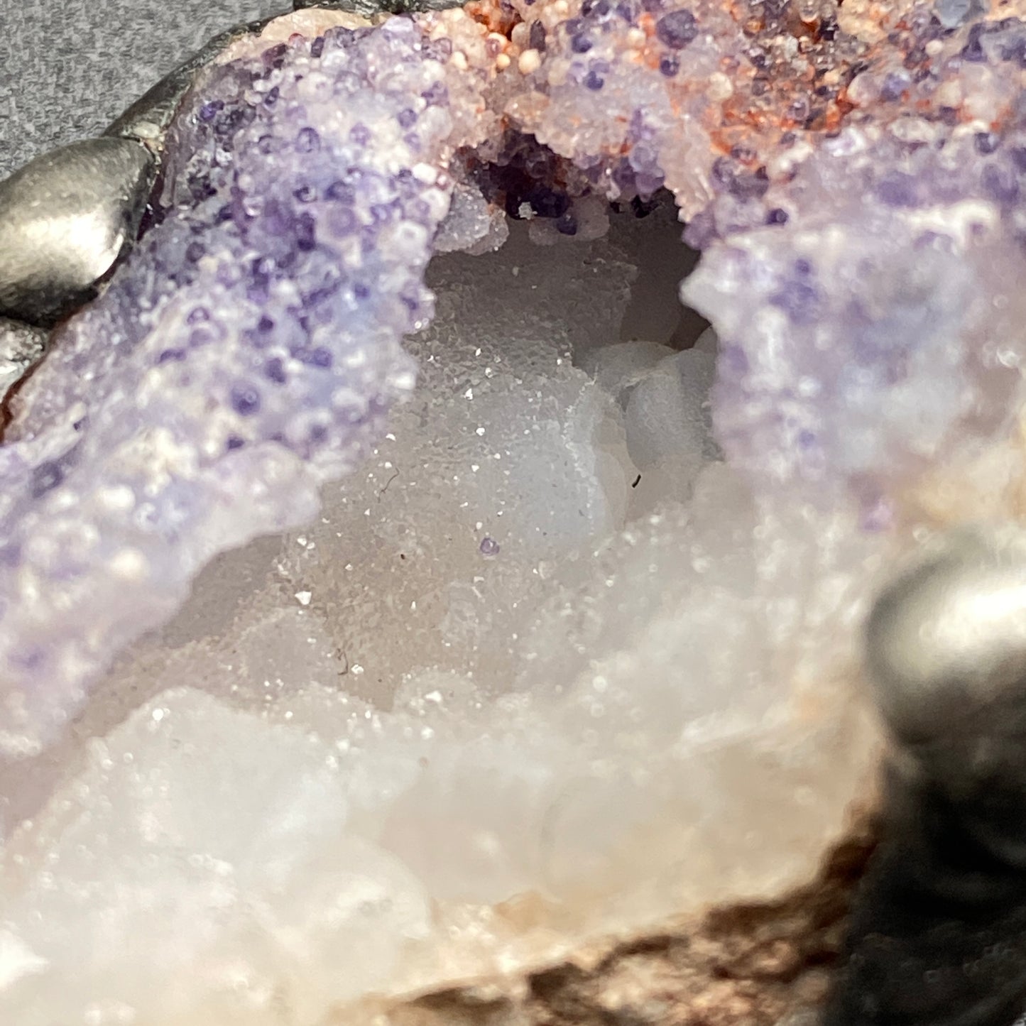 Purple Dreams ~ Spirit Flower Geode ~ Chalcedony & Fluorite Necklace