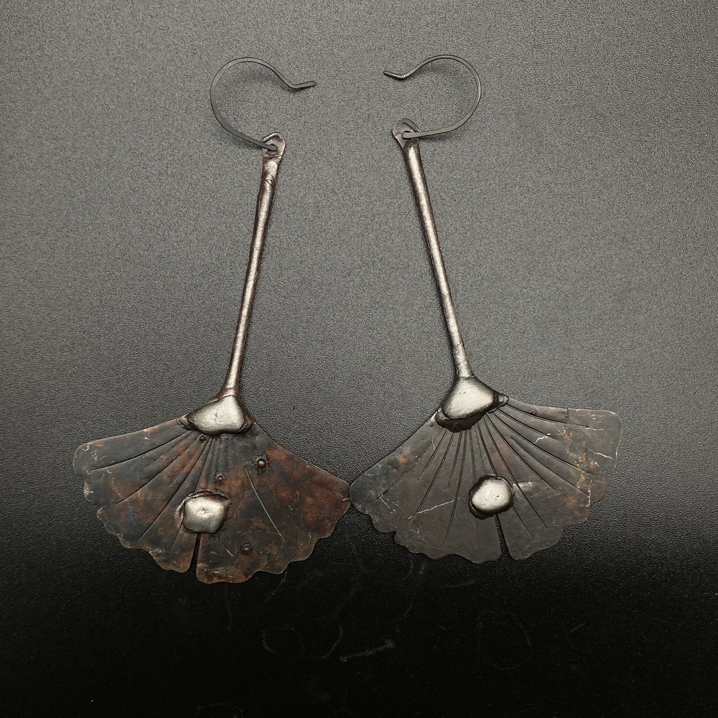Ginko ~ Large Soldered Lightweight Leaf Earrings