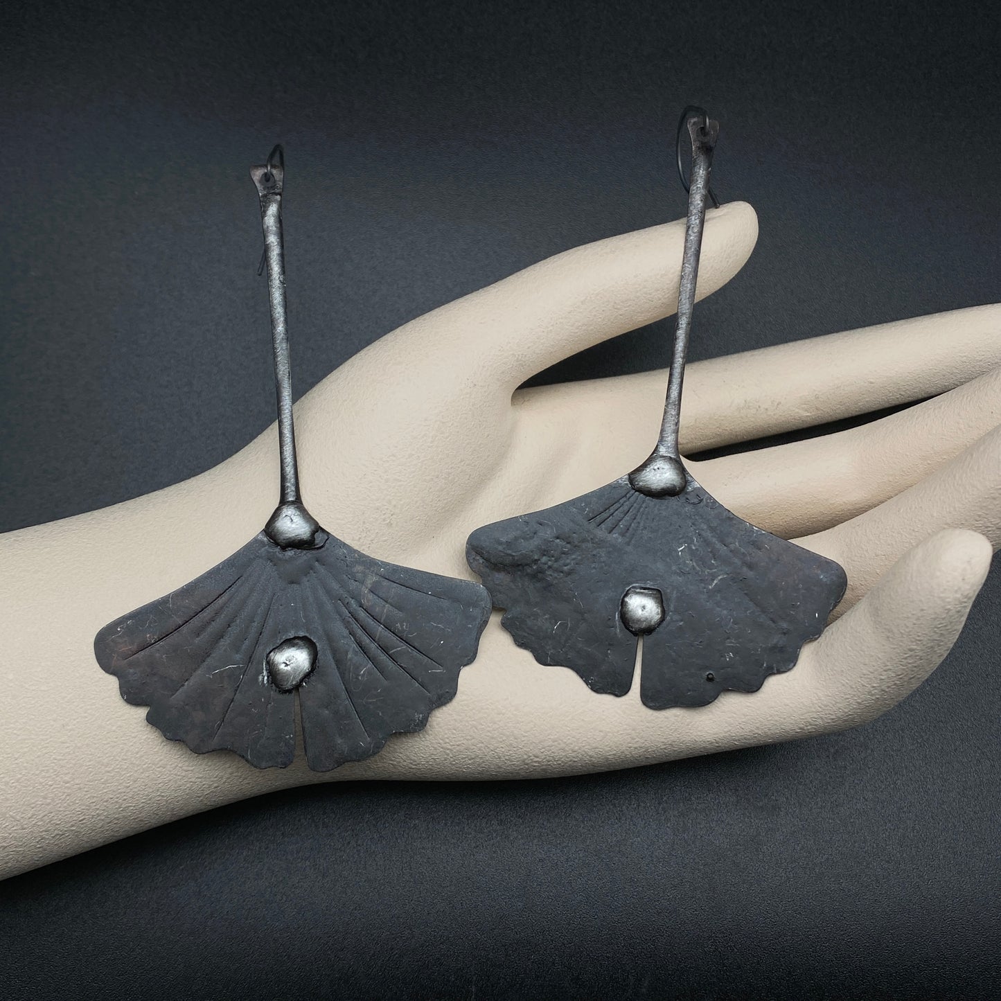 Ginko ~ Large Soldered Lightweight Leaf Earrings