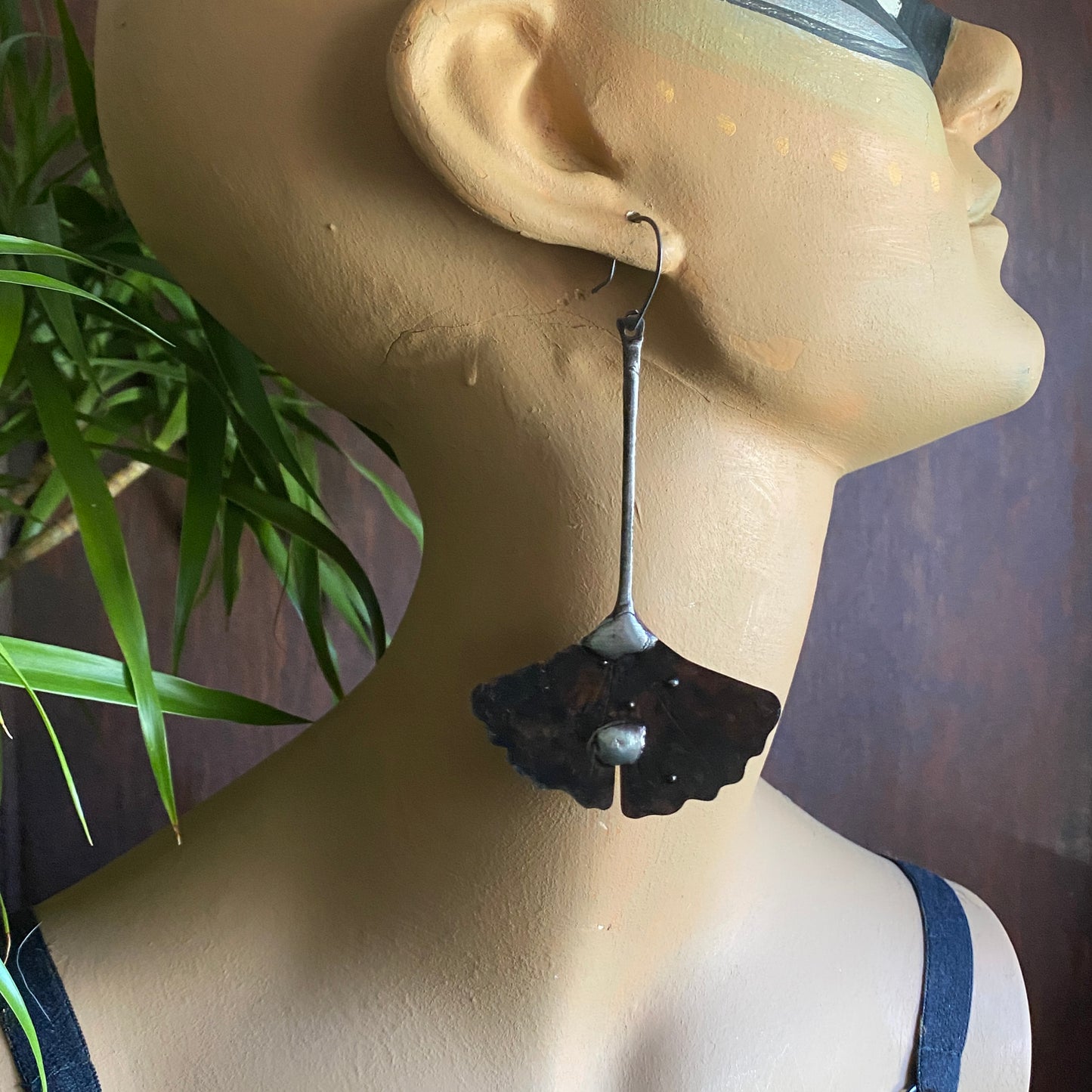 Ginko ~ Large Soldered Lightweight Leaf Earrings