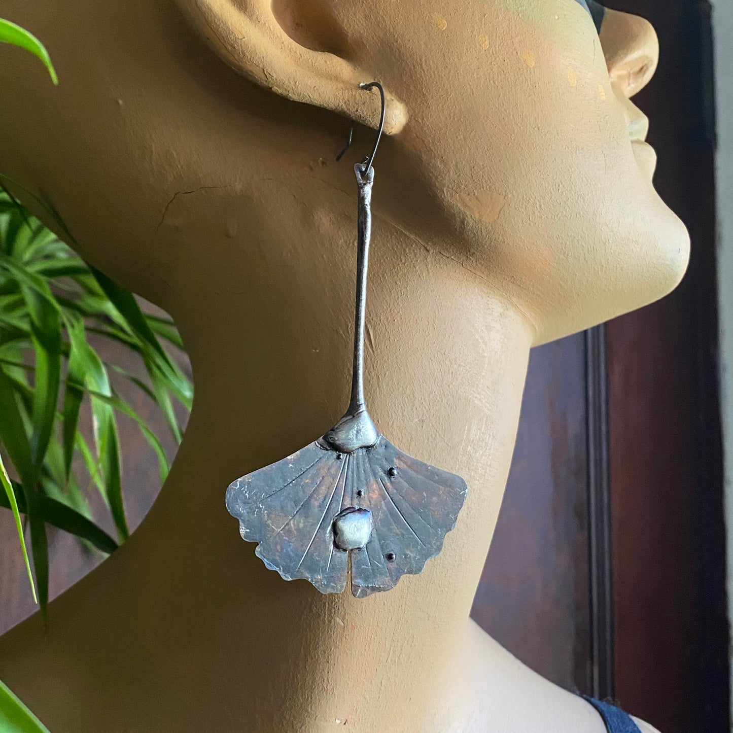 Ginko ~ Large Soldered Lightweight Leaf Earrings