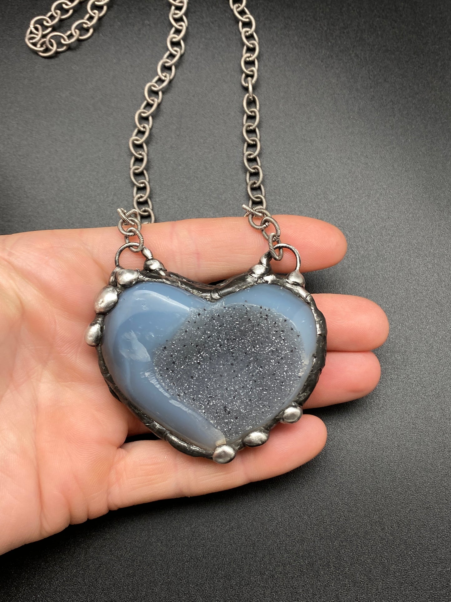 Trust ~ Sparkle Agate Heart Necklace
