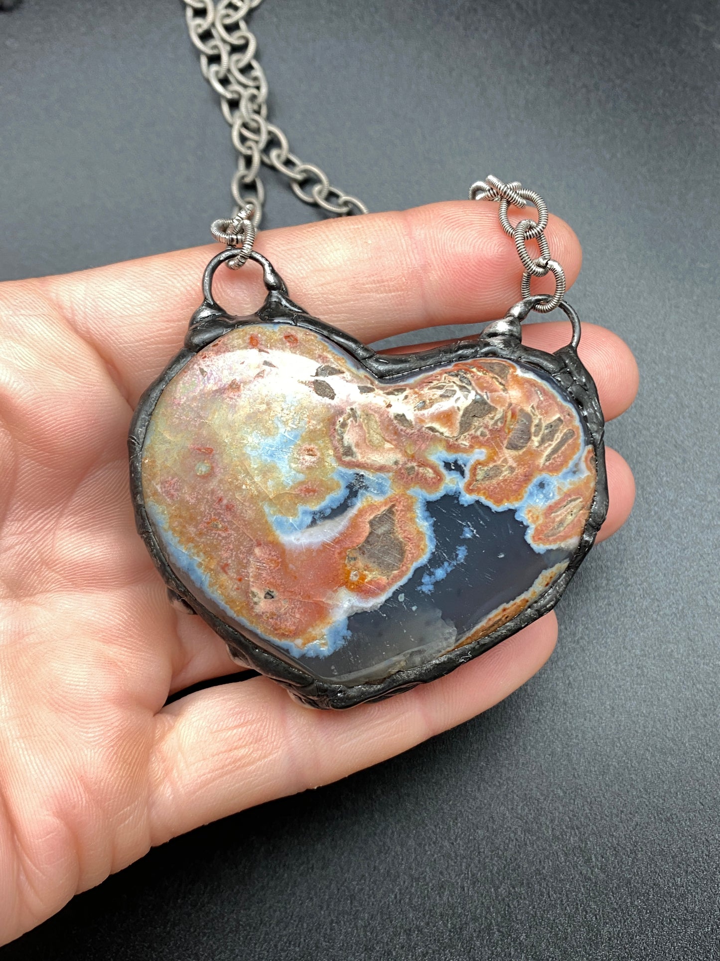 Trust ~ Sparkle Agate Heart Necklace
