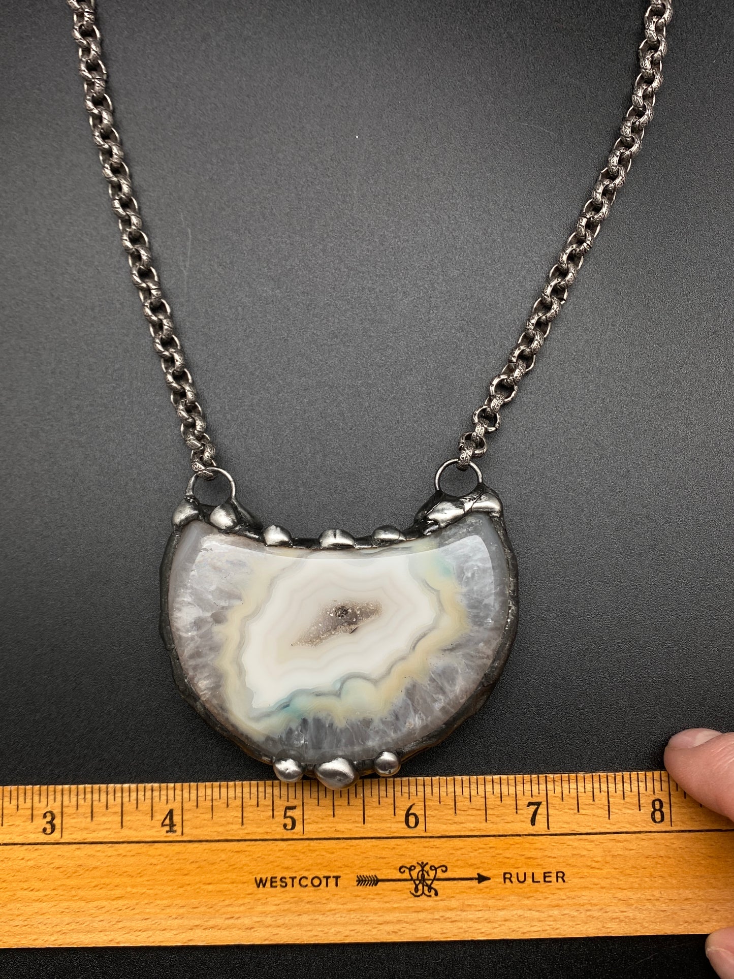 Luna ~ Half Moon Crystal Agate Necklace