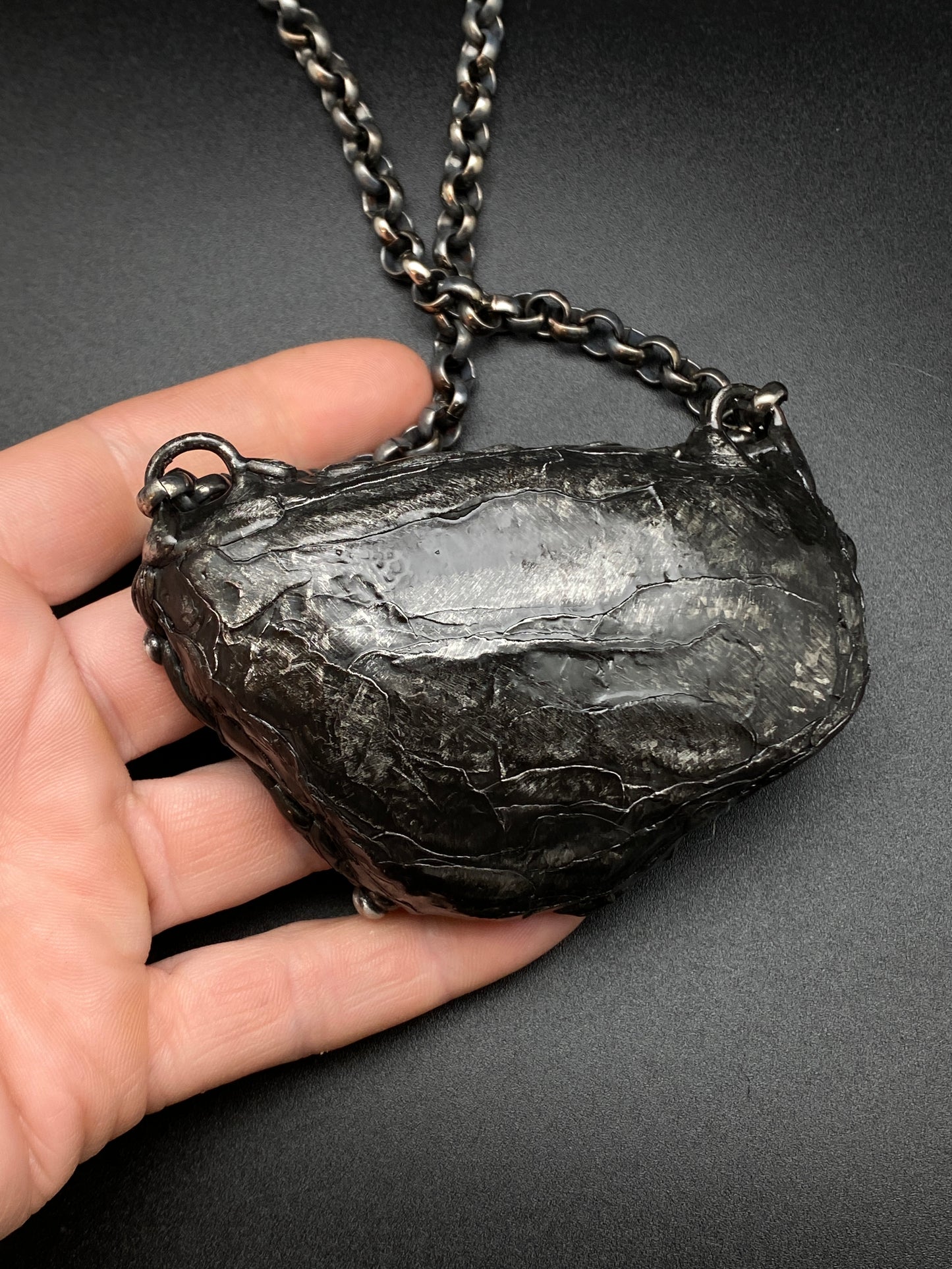 Into The Deep ~ Black Rainbow Amethyst Druzy Crystal Necklace