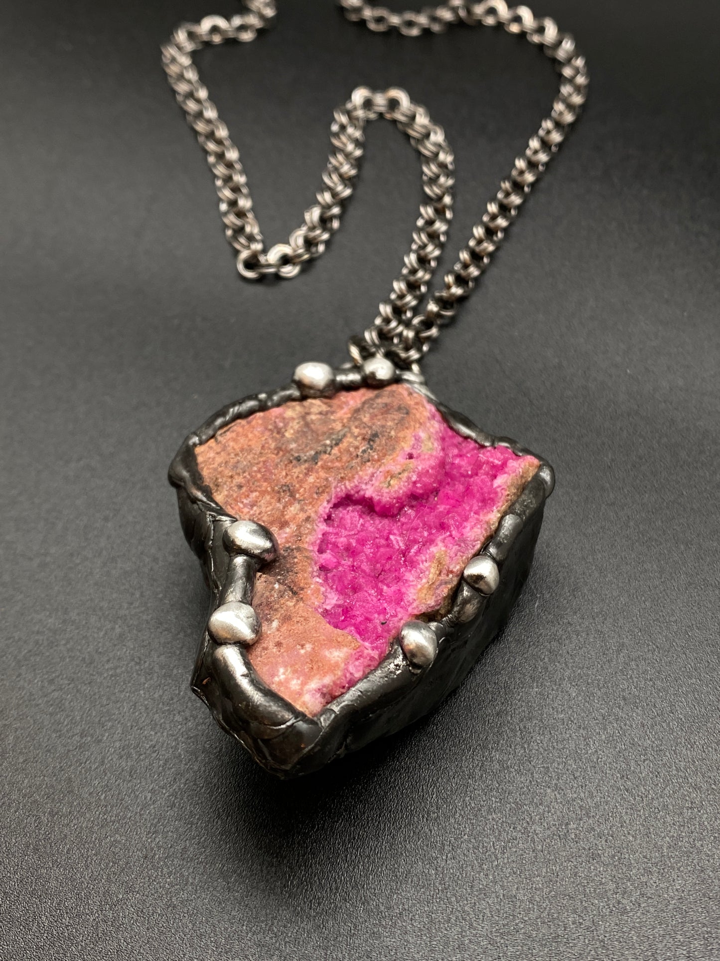 Collective ~ Cobalto Calcite In Matrix ~ Fuscia Pink Calcite Sparkly Crystal Druzy