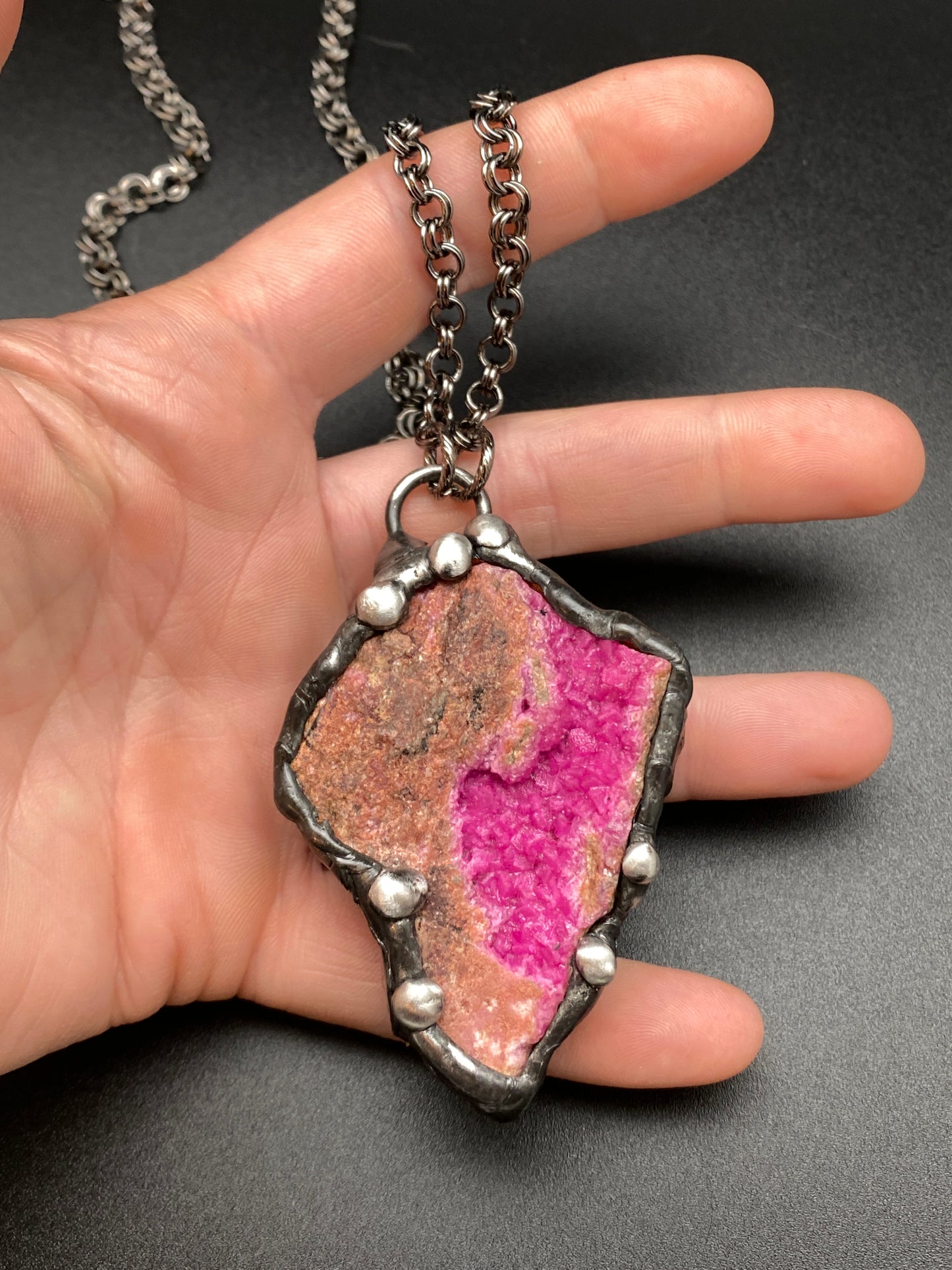 Collective ~ Cobalto Calcite In Matrix ~ Fuscia Pink Calcite Sparkly Crystal Druzy