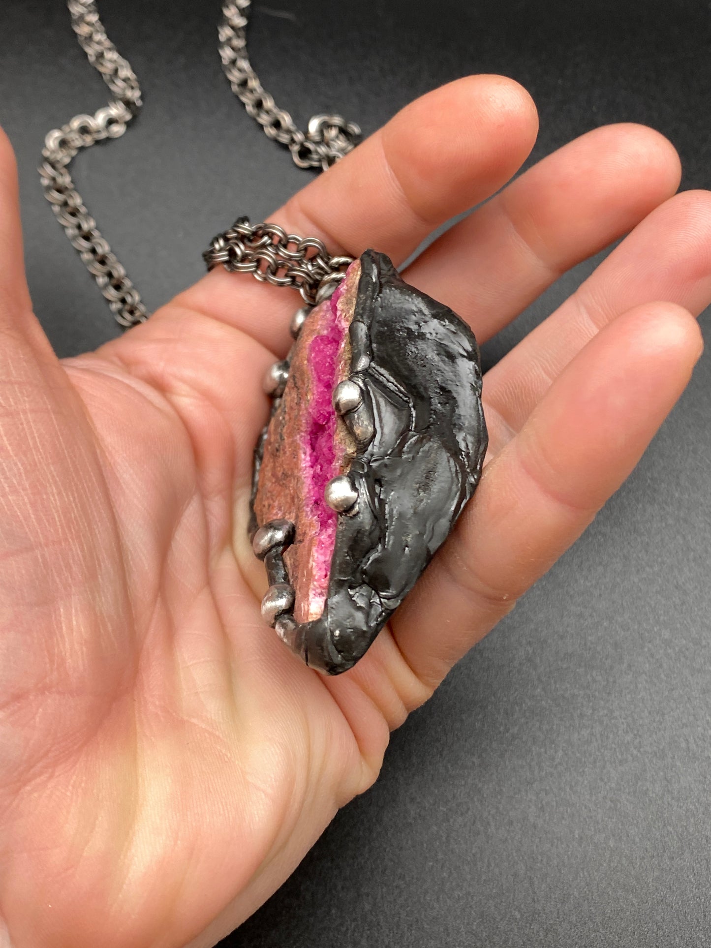Collective ~ Cobalto Calcite In Matrix ~ Fuscia Pink Calcite Sparkly Crystal Druzy