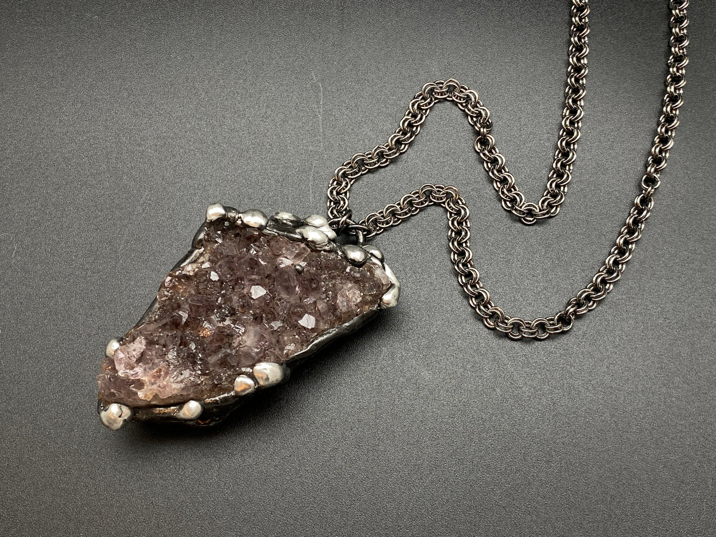 Royals ~ Amethyst Cluster Crystal Necklace