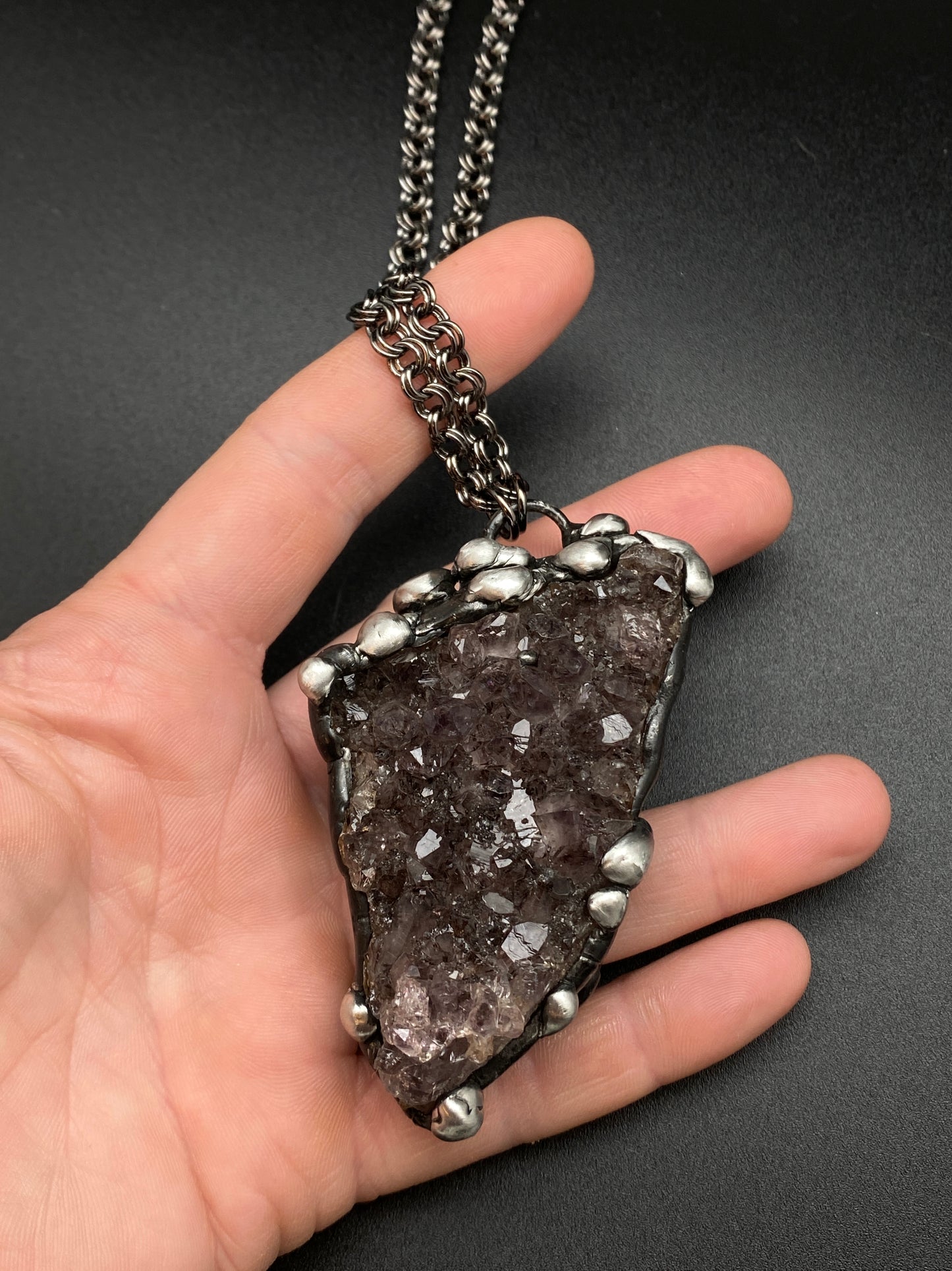Royals ~ Amethyst Cluster Crystal Necklace