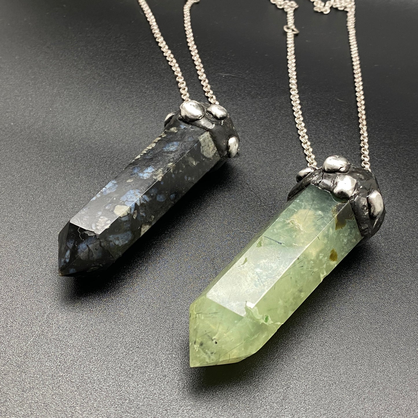 Fern ~ Prehnite Tower ~ Polished Prehnite Point Necklace