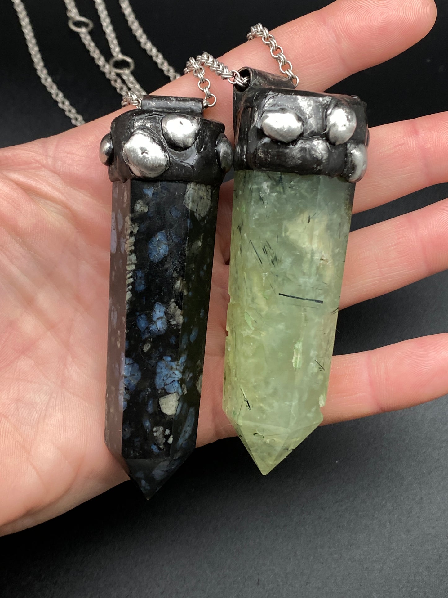 Fern ~ Prehnite Tower ~ Polished Prehnite Point Necklace