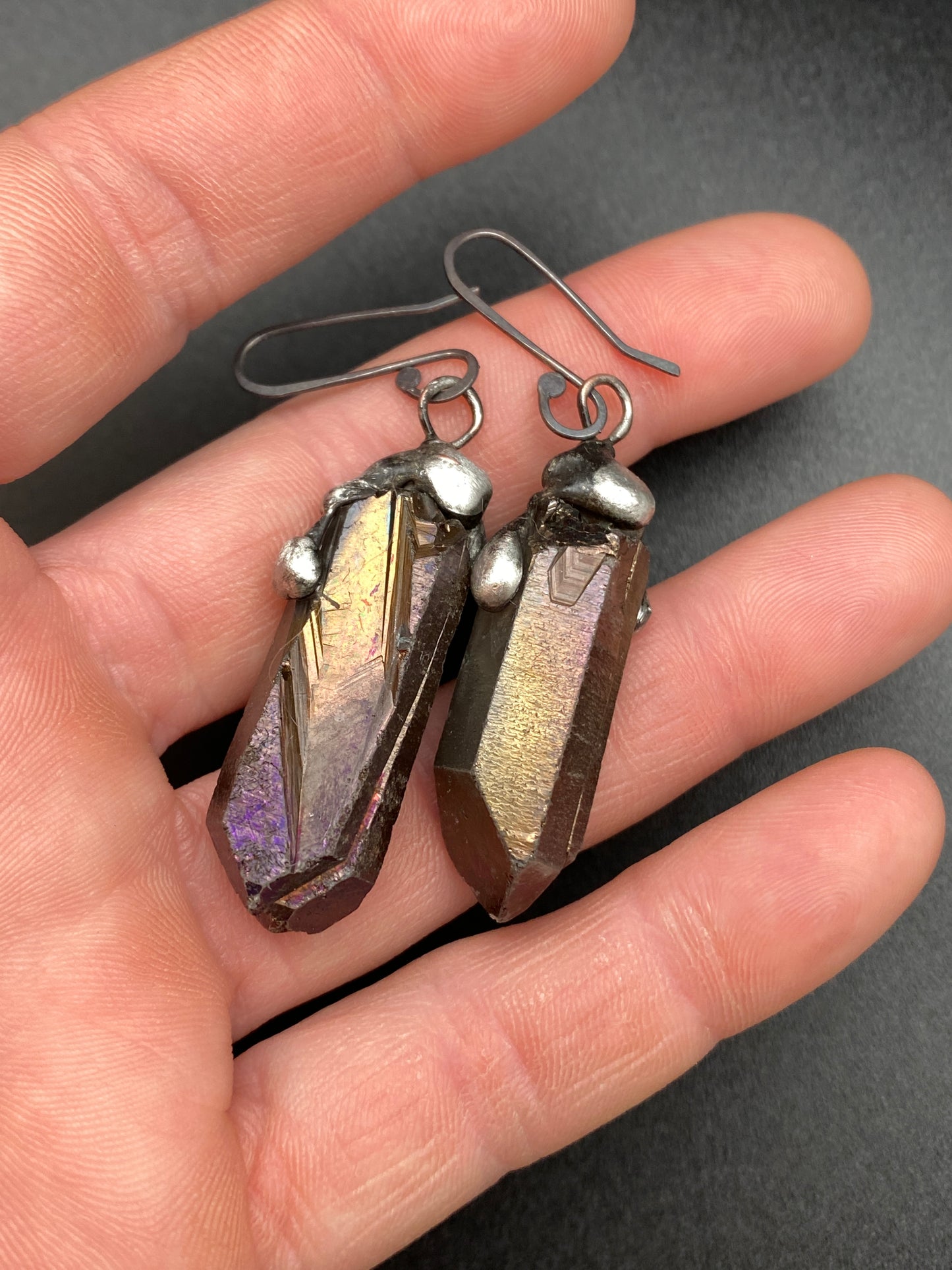 Launch ~ Titanium Quartz Earrings