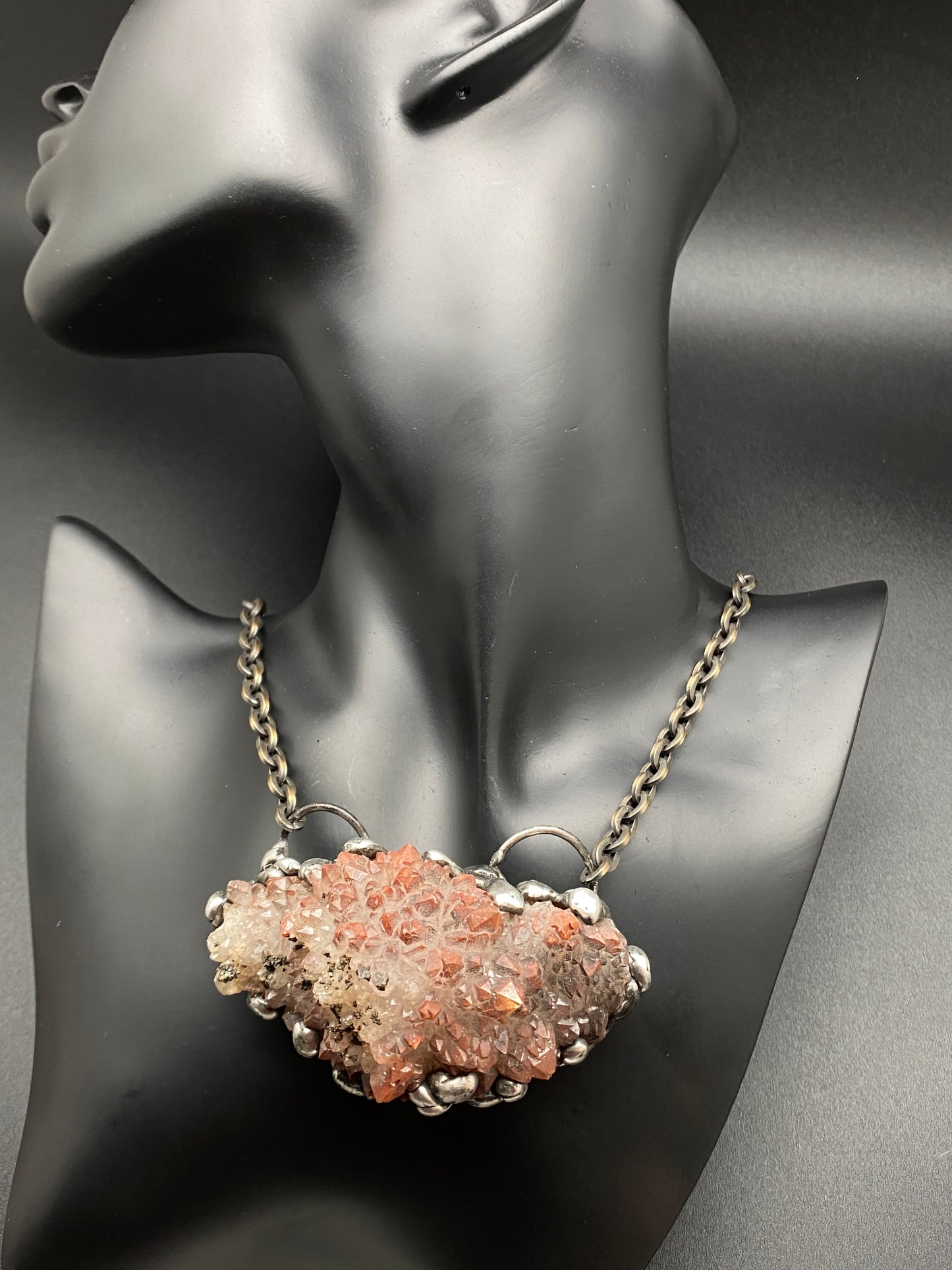 Burst ~ Hematoid Quartz ~ Statement Red Quartz Necklace
