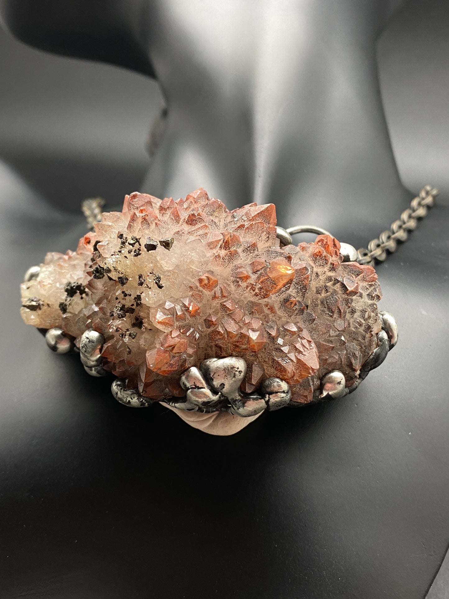 Burst ~ Hematoid Quartz ~ Statement Red Quartz Necklace