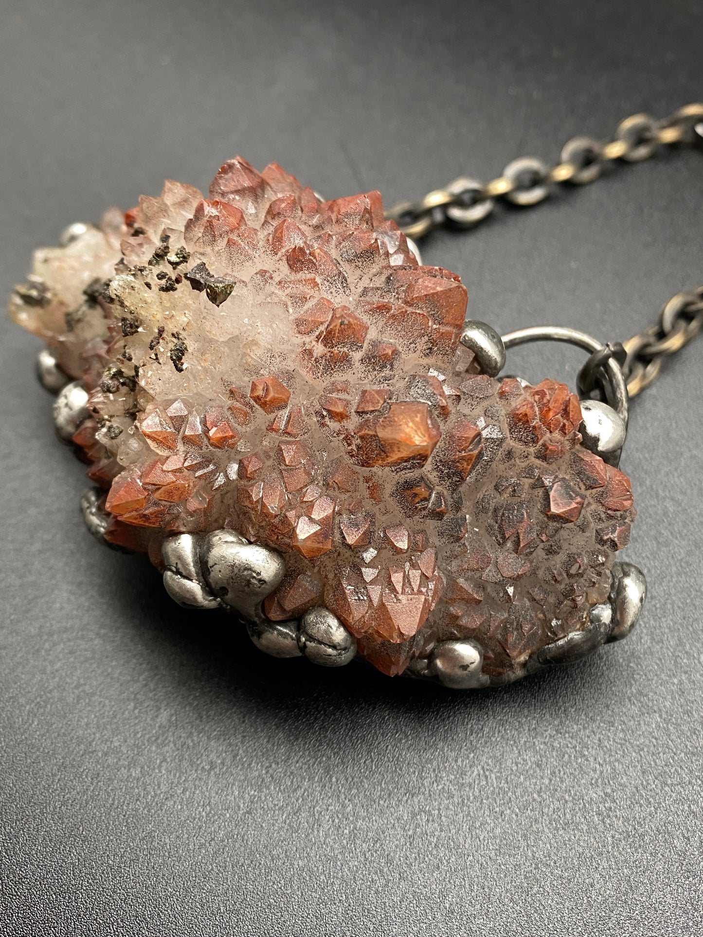 Burst ~ Hematoid Quartz ~ Statement Red Quartz Necklace