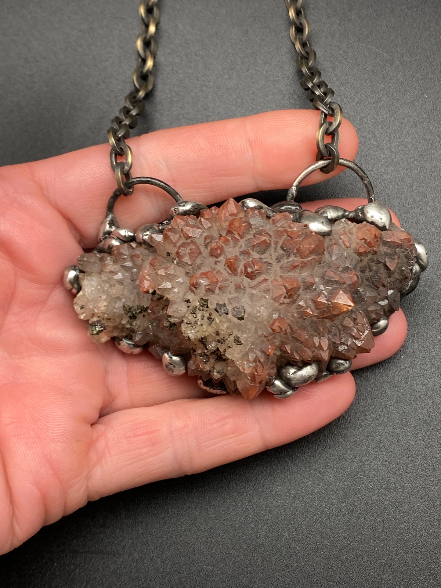 Burst ~ Hematoid Quartz ~ Statement Red Quartz Necklace