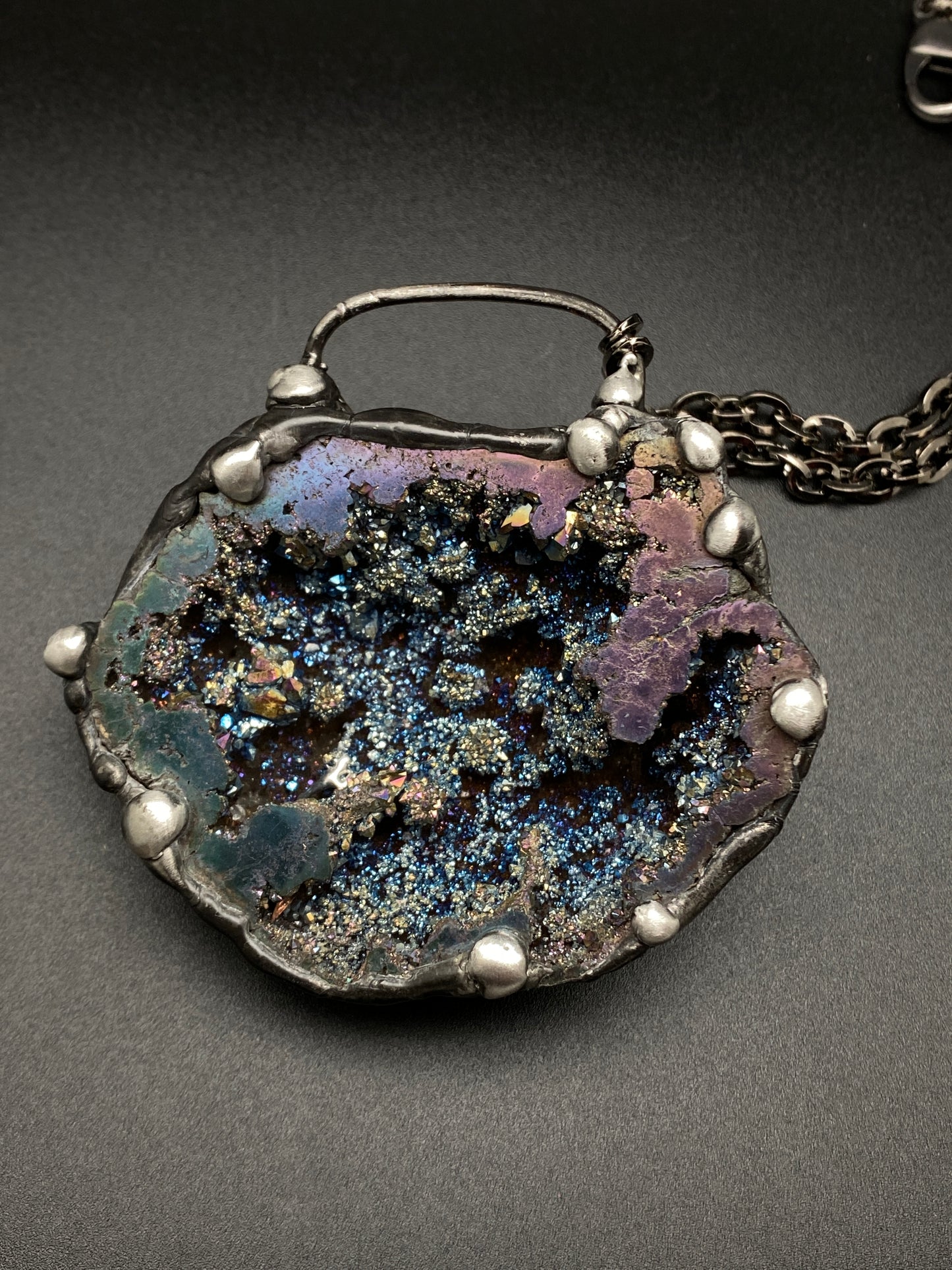 Orbits ~ Titanium Quartz Geode Necklace