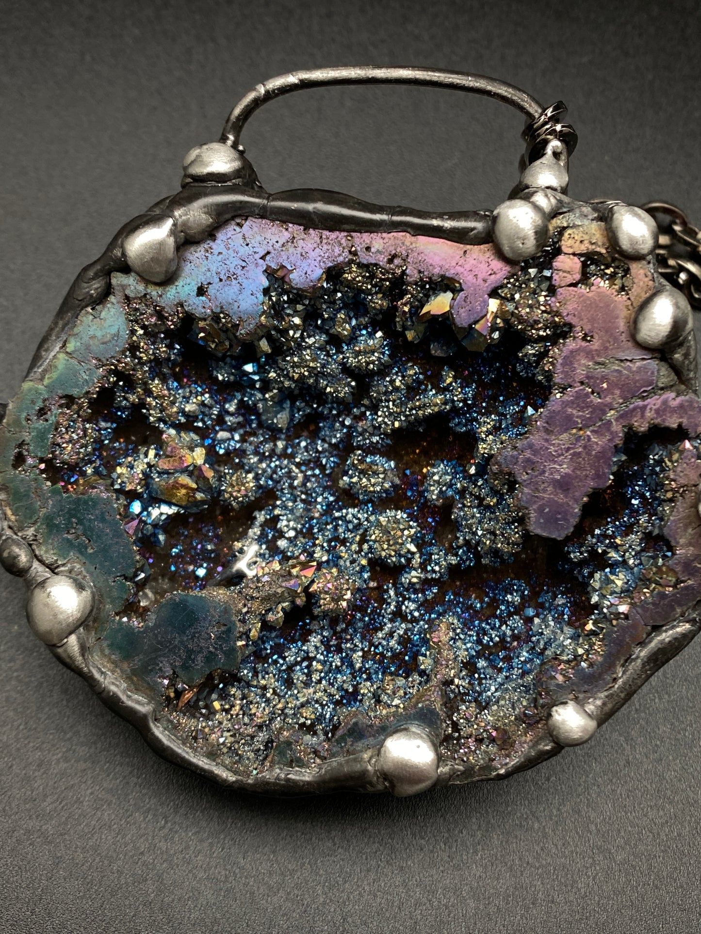 Orbits ~ Titanium Quartz Geode Necklace