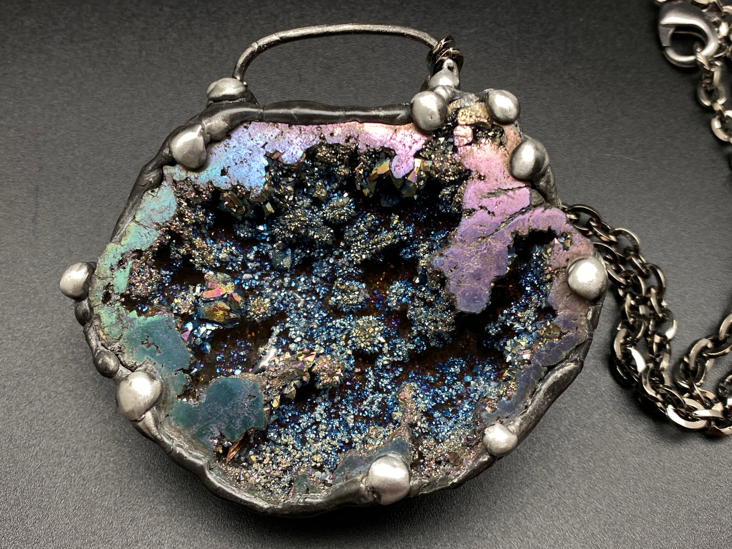 Orbits ~ Titanium Quartz Geode Necklace