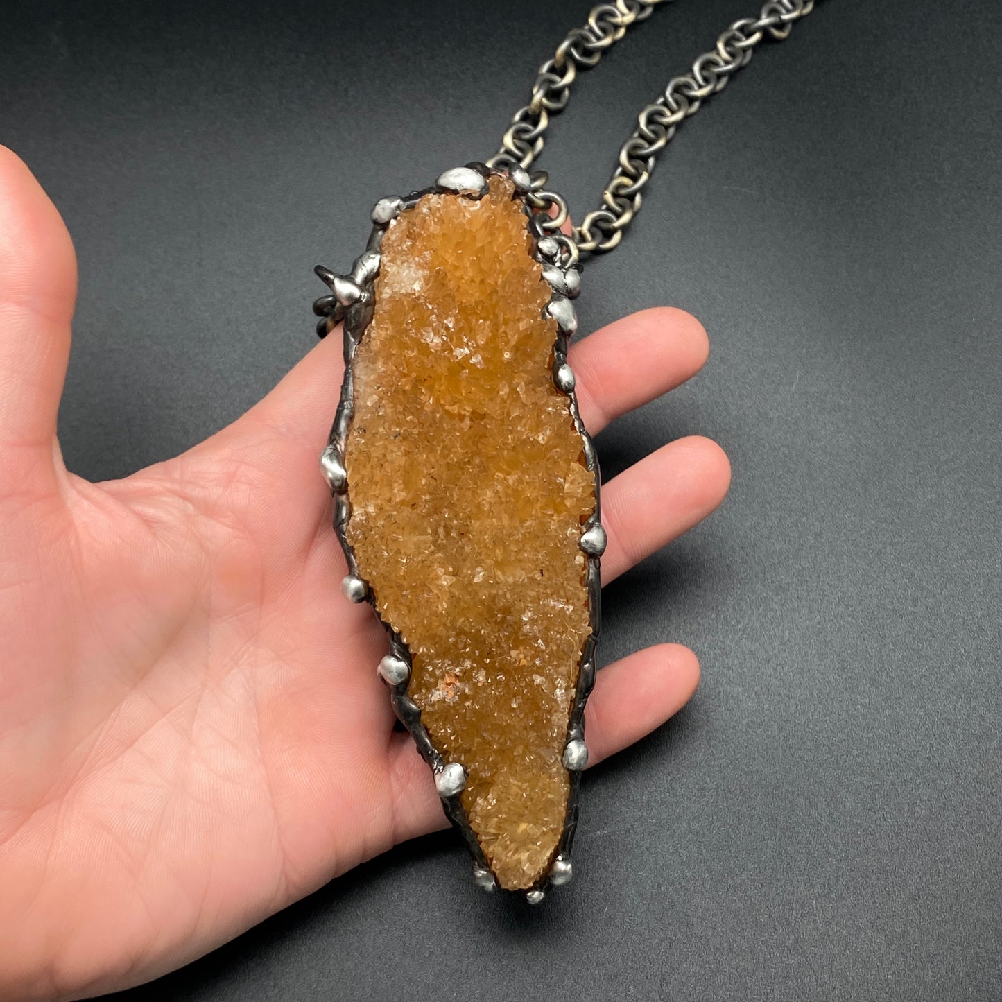 Abundance ~ Honey Calcite Cluster Necklace